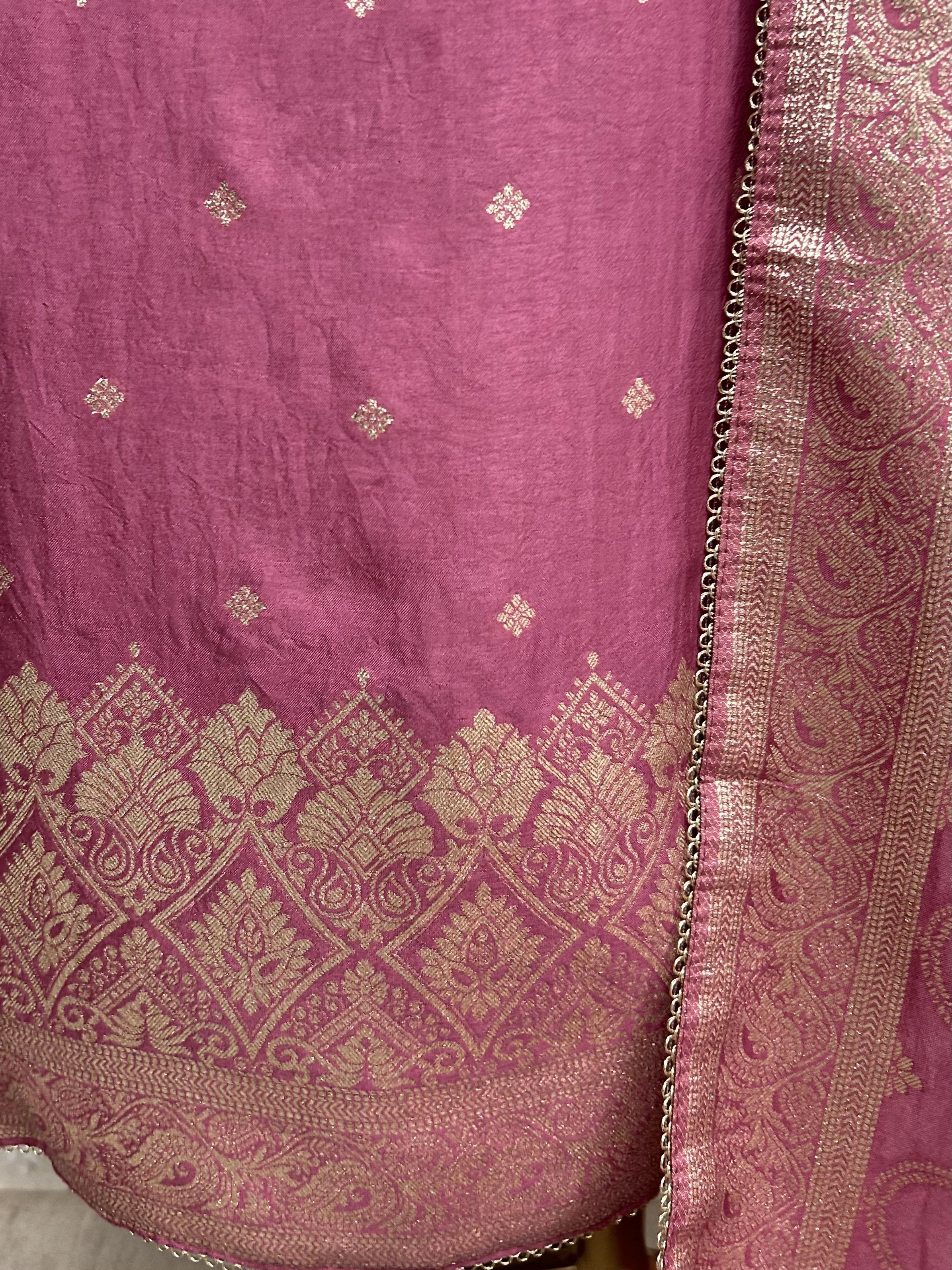 Dola Silk Unstitched Suit Set With Banarasi Work