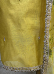Maheshwari Unstitched Suit Set With Handwork On Neckline