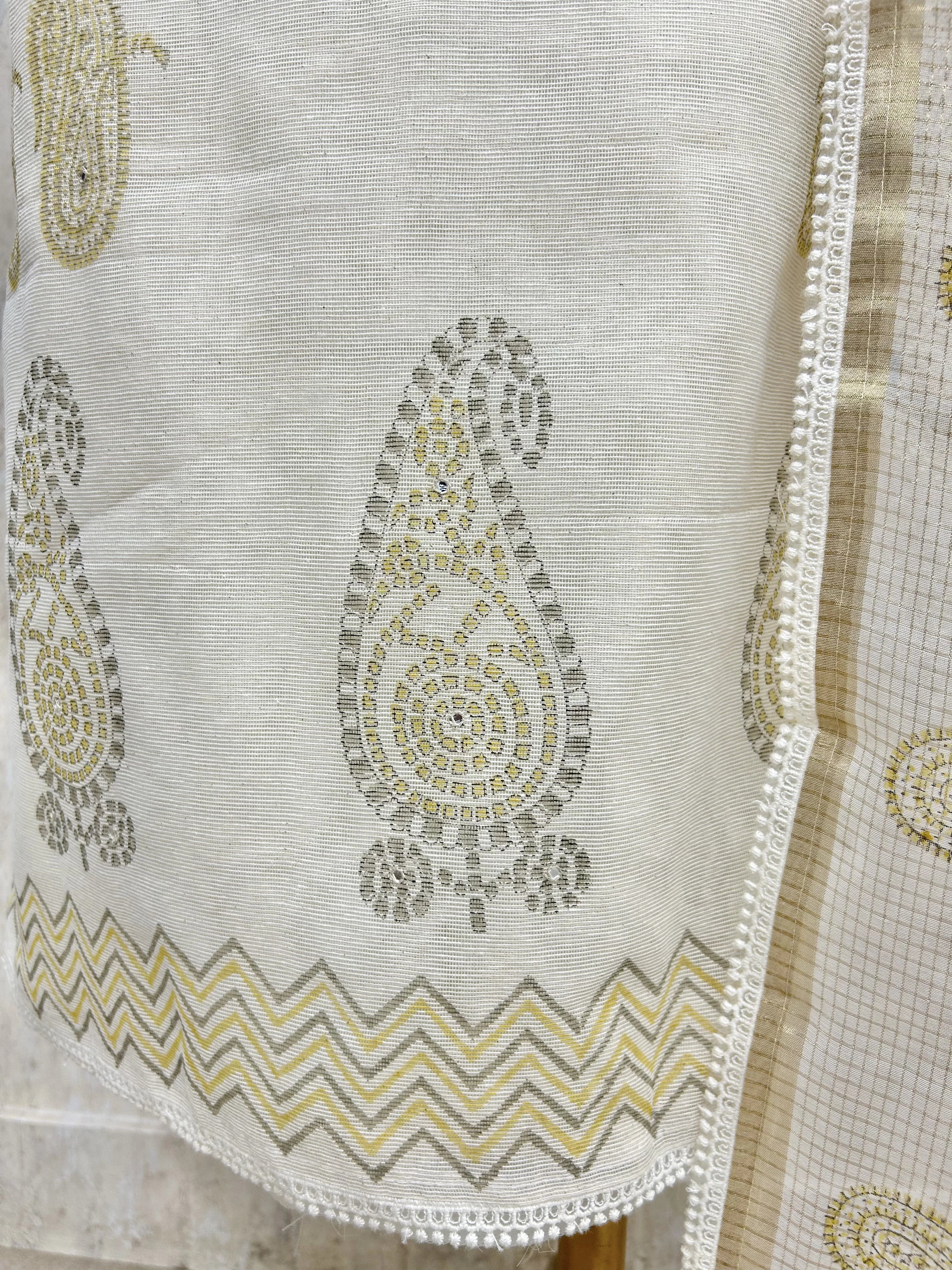 Kota Unstitched Suit Set With Pearl Work