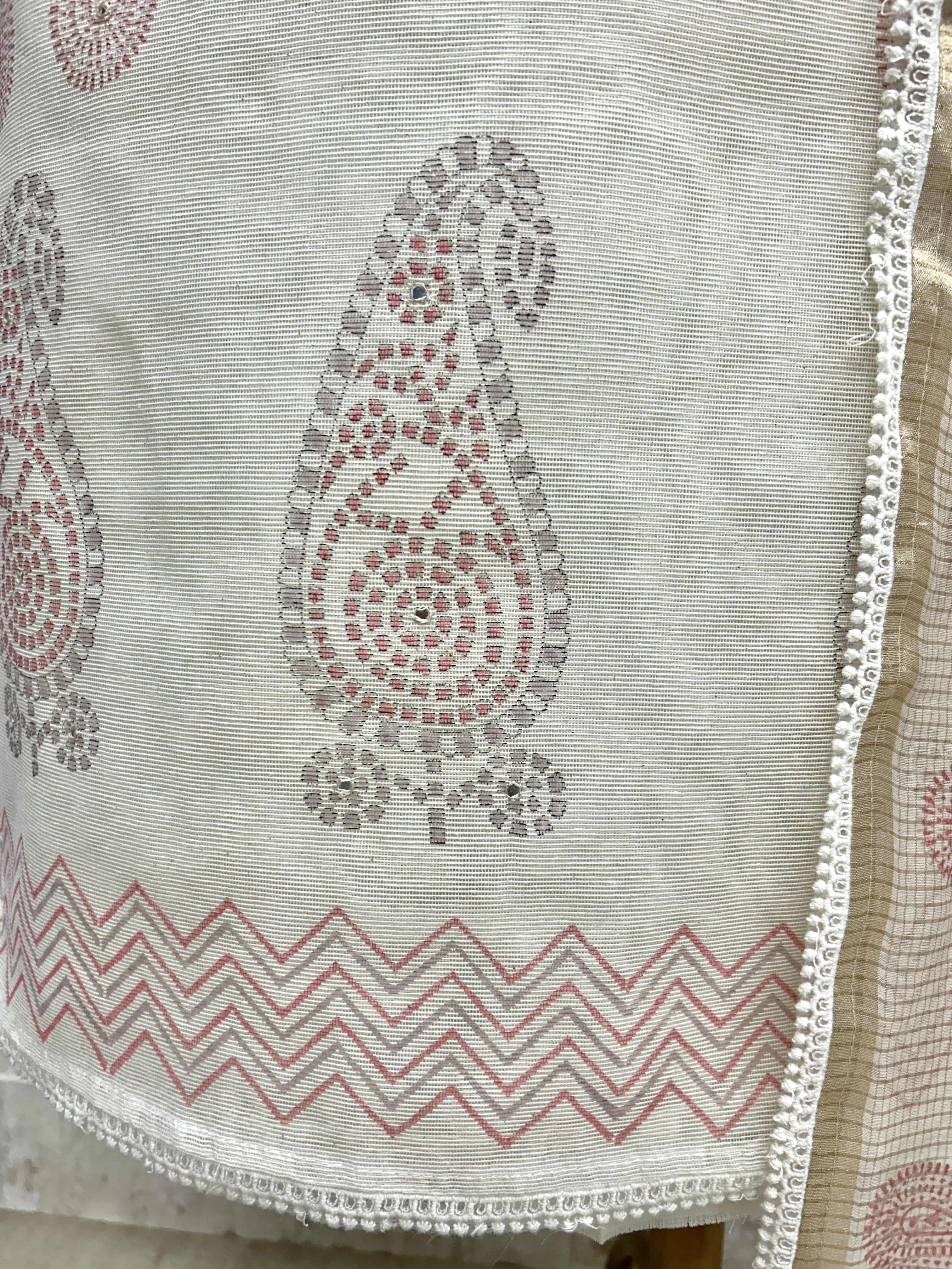 Kota Unstitched Suit Set With Pearl Work