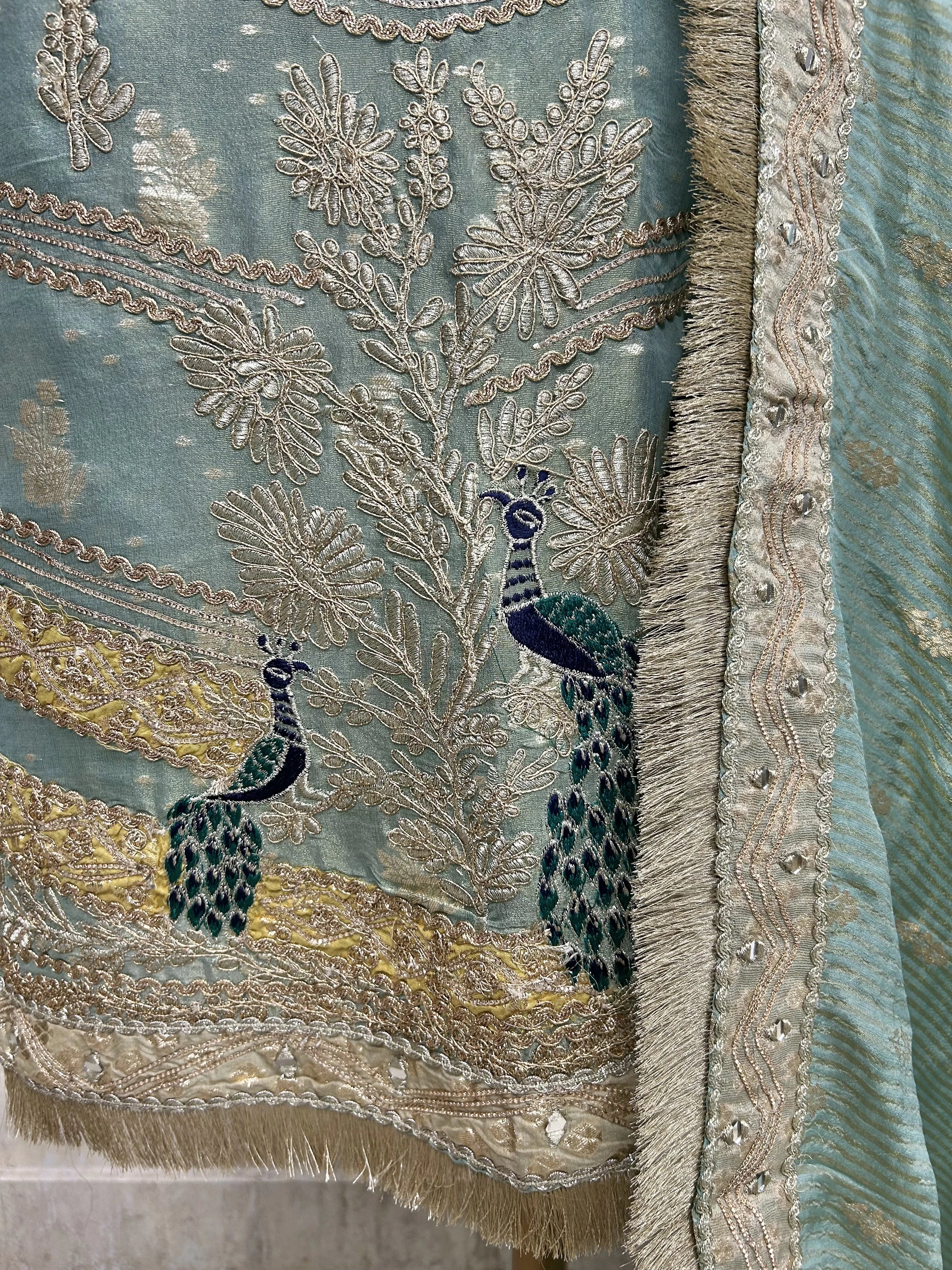 Tissue Unstitched Suit Set With Zari Work