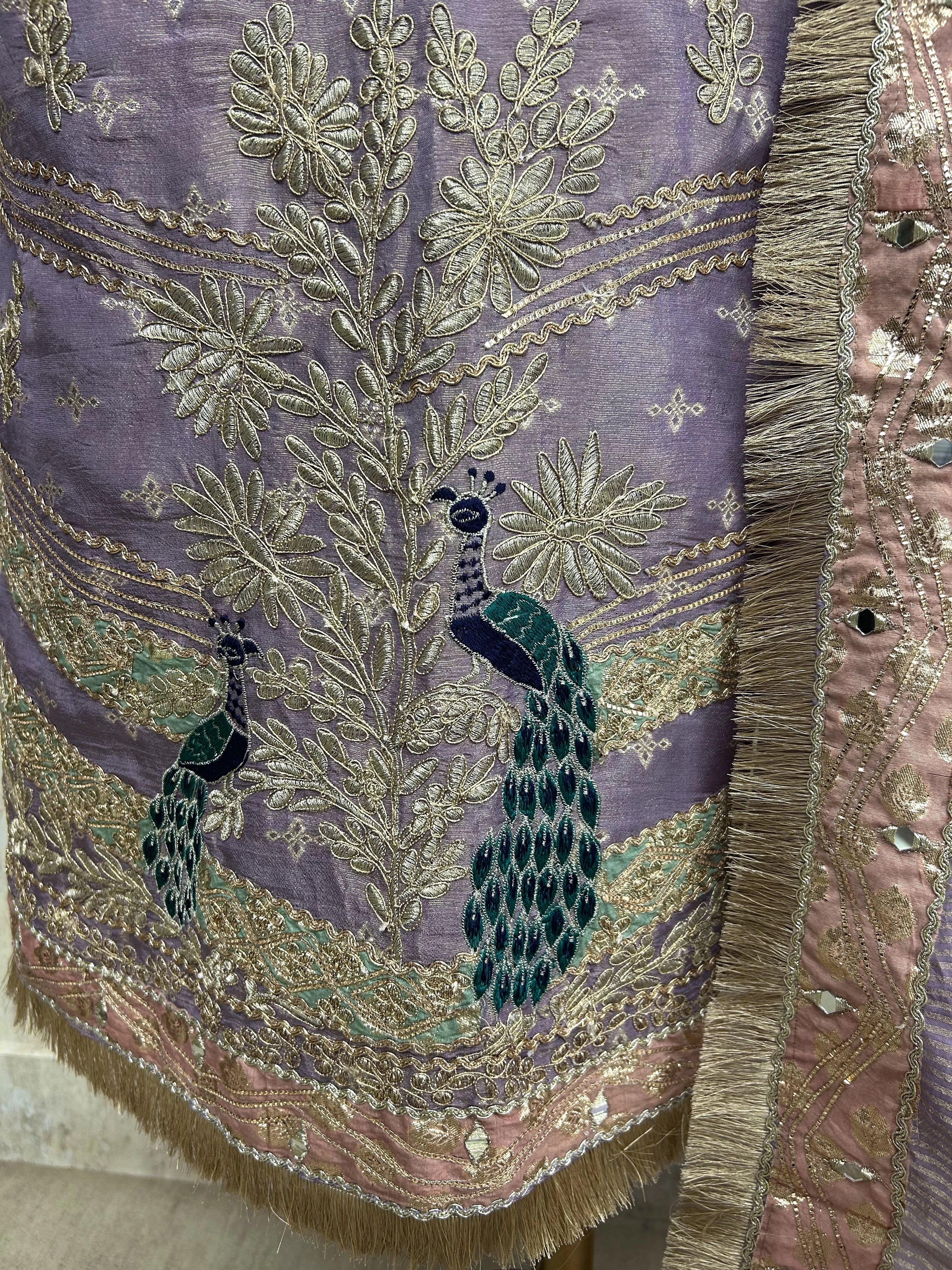 Tissue Unstitched Suit Set With Zari Work