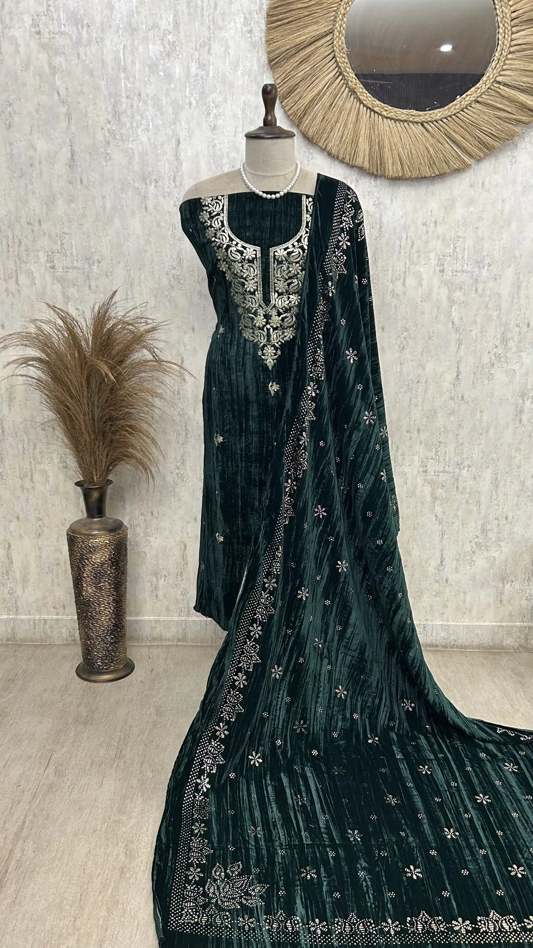 Midnight Noor Velvet Unstitched Suit