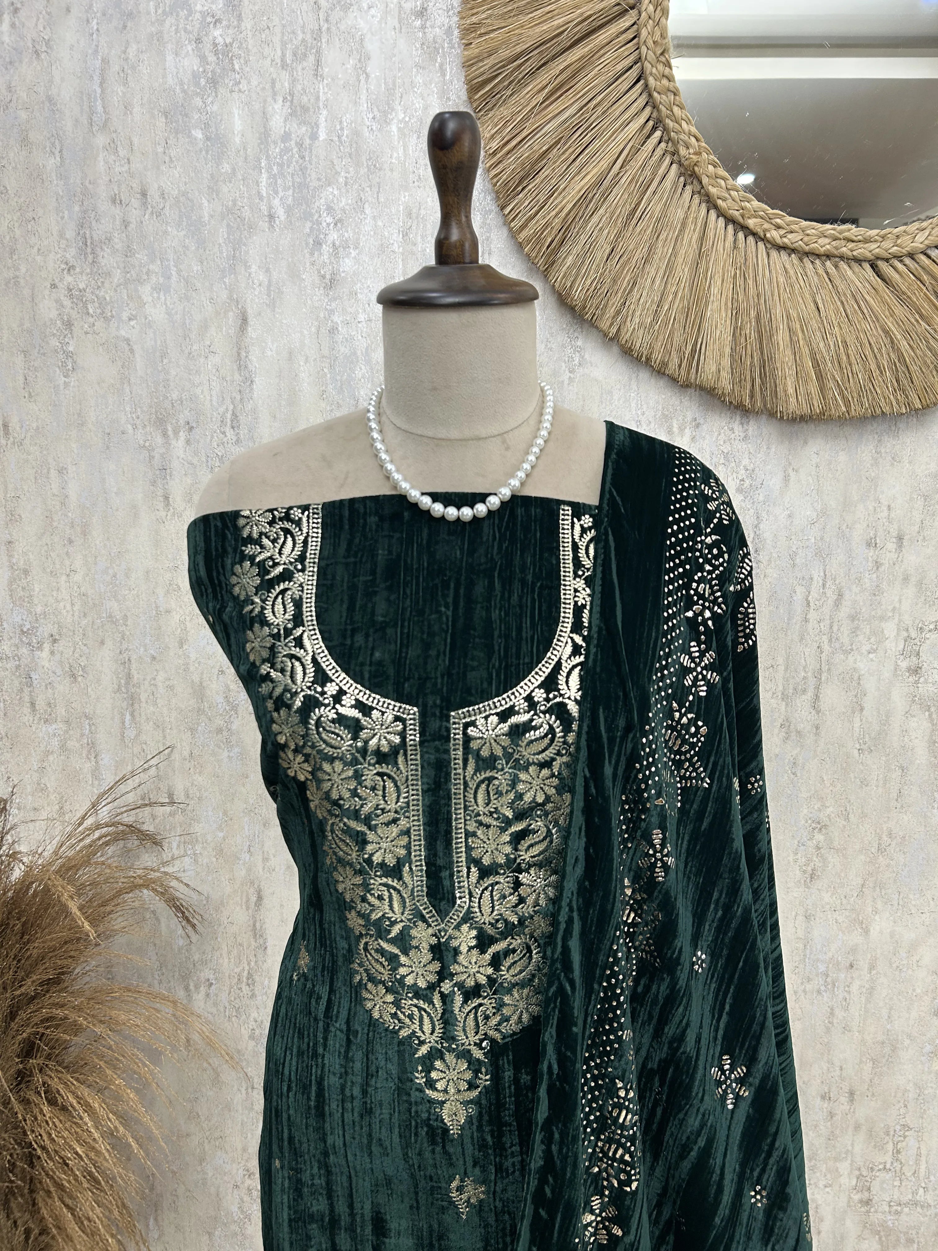 Midnight Noor Velvet Unstitched Suit