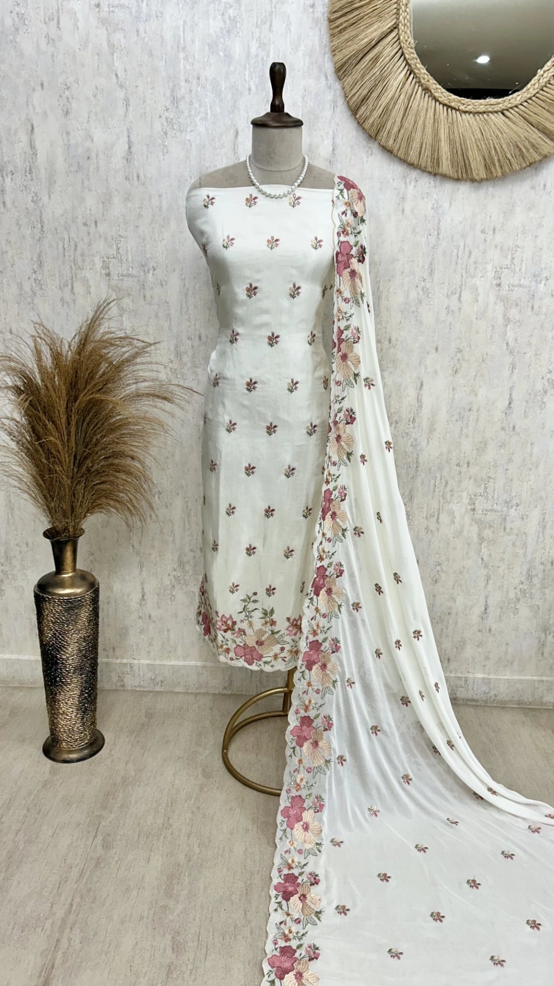 Thread Embroidered Opada Silk Unstitched Suit Set