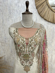 Crepe Unstitched Suit Set With Zari Work