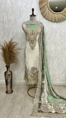 Crepe Unstitched Suit Set With Zari Work
