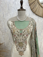 Crepe Unstitched Suit Set With Zari Work
