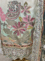 Crepe Unstitched Suit Set With Zari Work