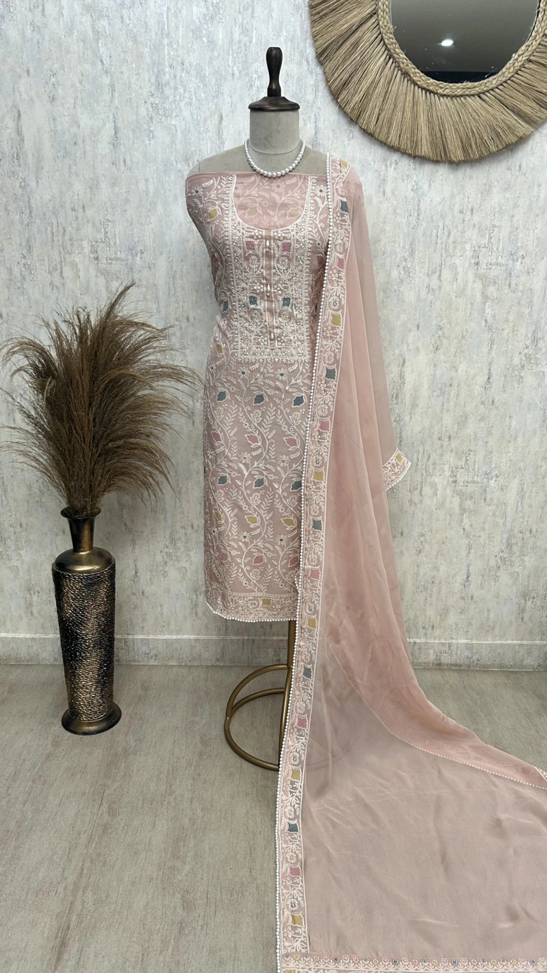 Oraganza Unstitched Suit Set With Katdana Work
