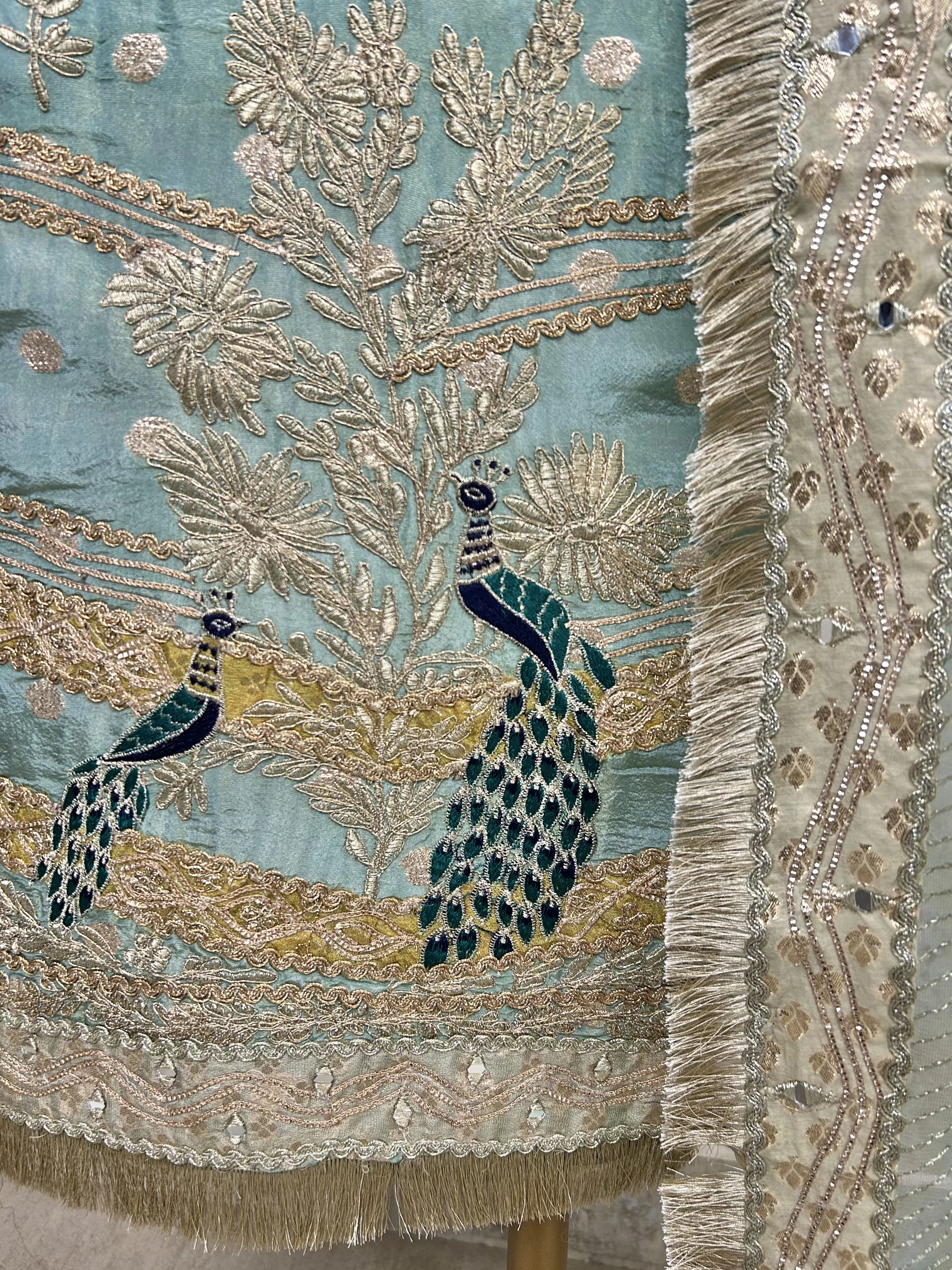Tissue Unstitched Suit Set With Zari Work