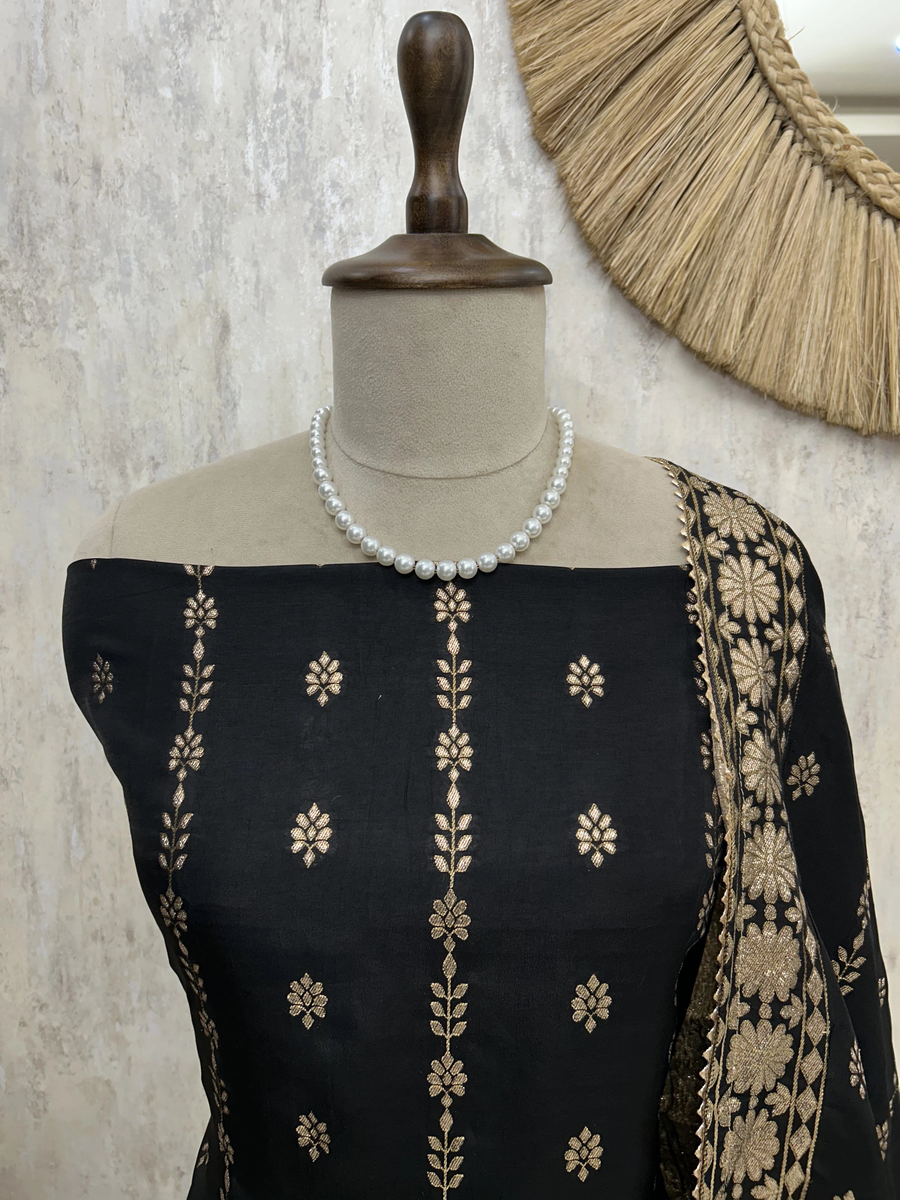 Dola Silk Unstitched Suit Set With Banarasi Work