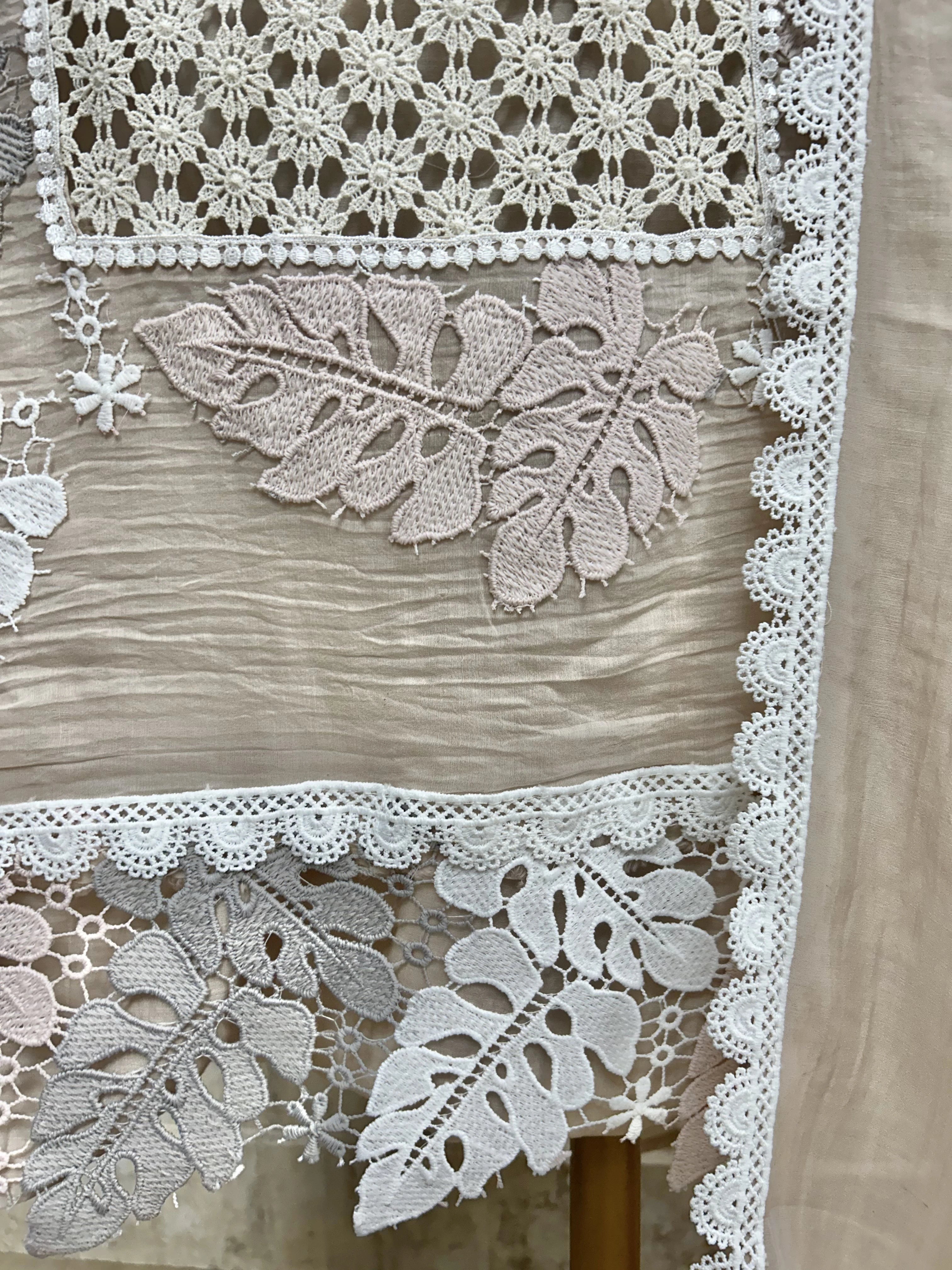 Mul Unstitched Suit Set With Cut-Lace Work
