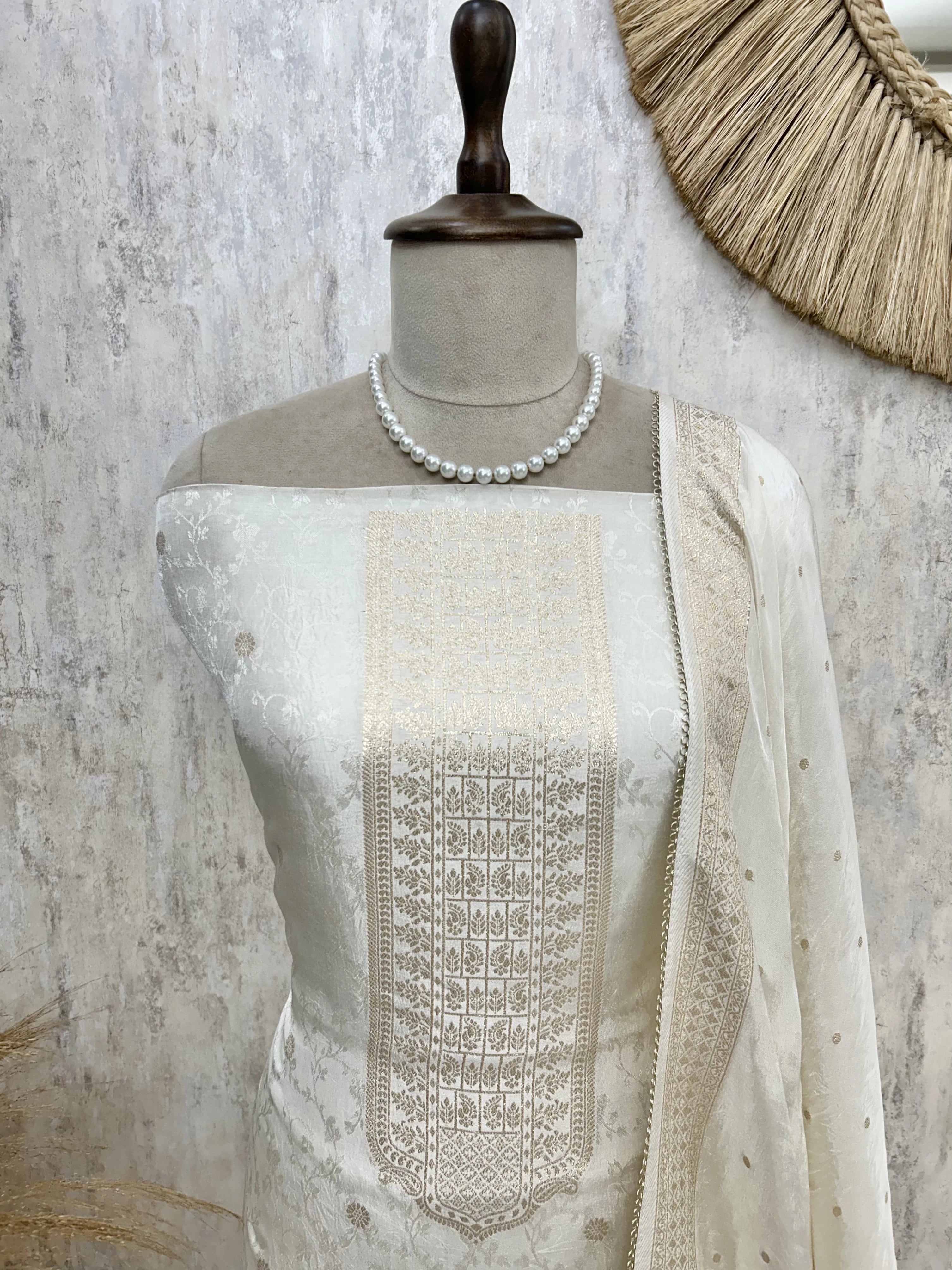 Banarasi Tissue Silk Unstitched Suit Set