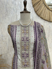 Maheshwari Unstitched Suit Set With Zari Work