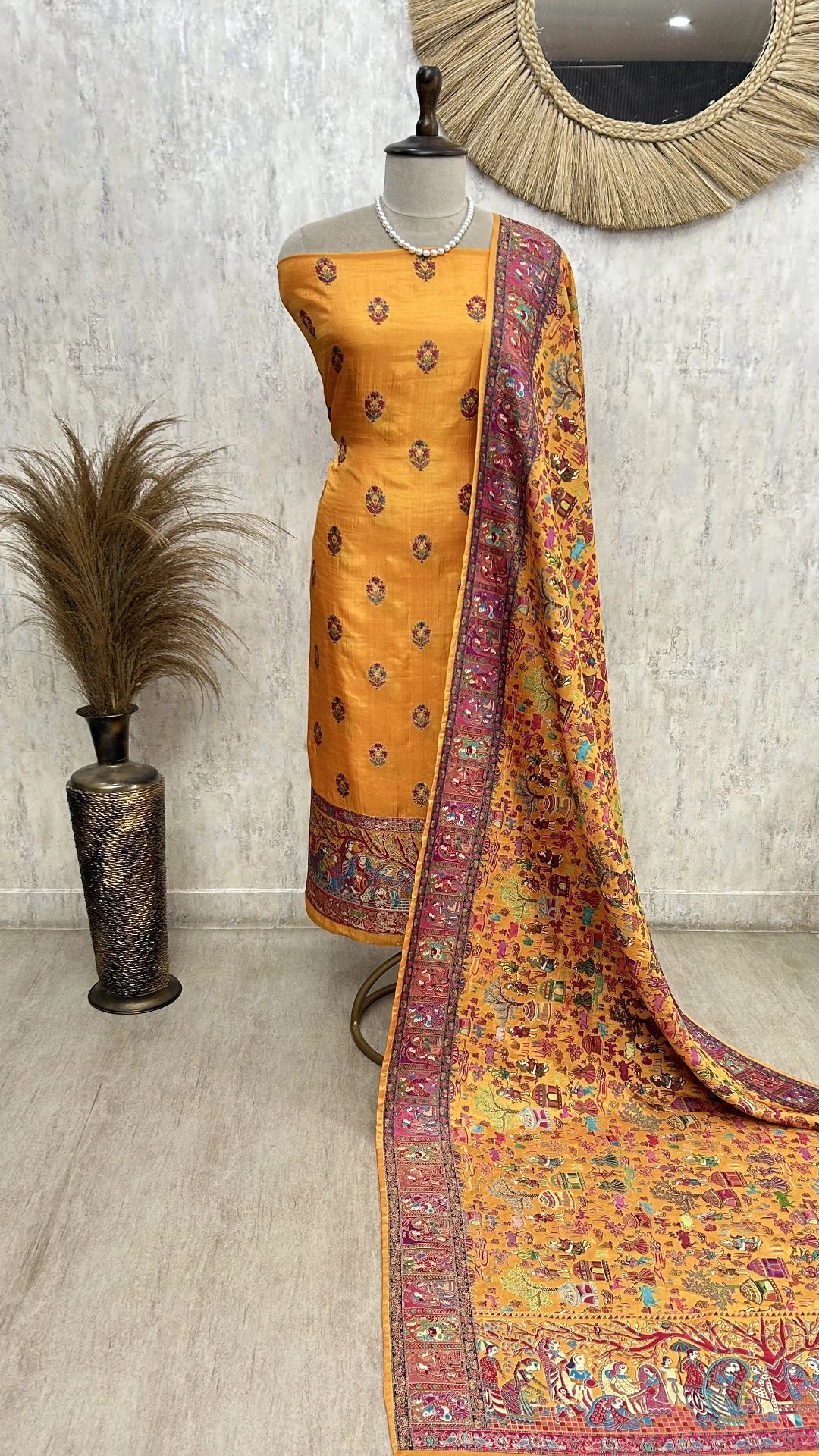 Traditional Silk Elegance Unstitched Suit