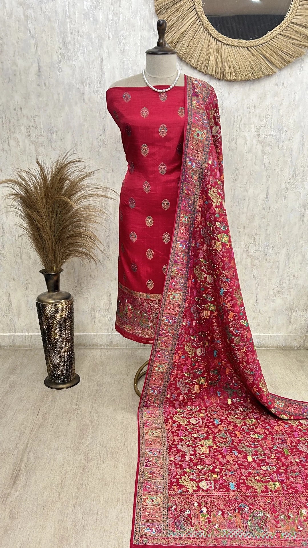 Traditional Silk Elegance Unstitched Suit