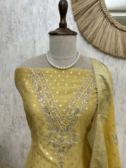Maheshwari Unstitched Suit Set With Banarasi Dupatta