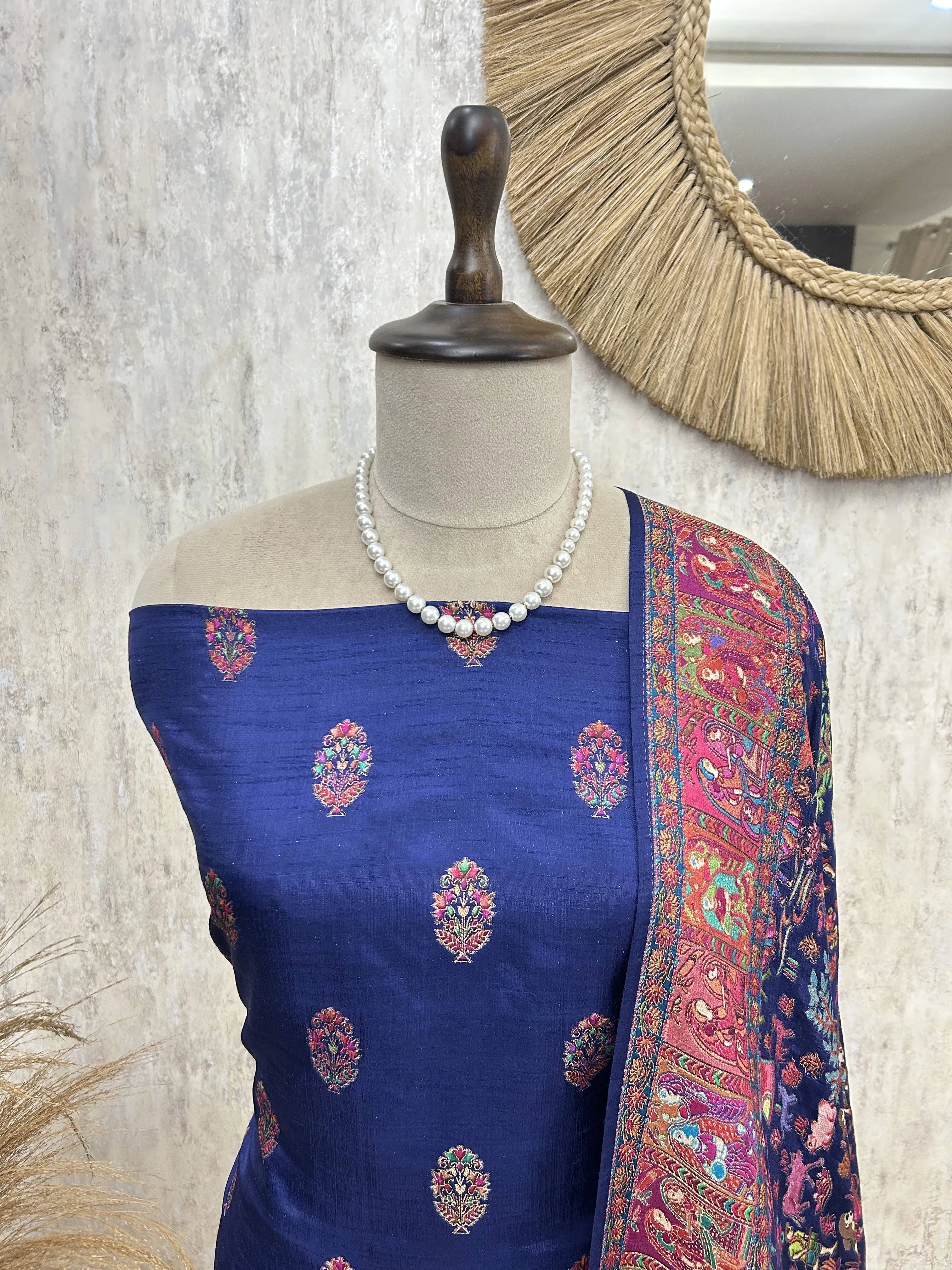 Traditional Silk Elegance Unstitched Suit