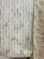 Tissue Unstitched Suit Set With Zari & Mirror Work