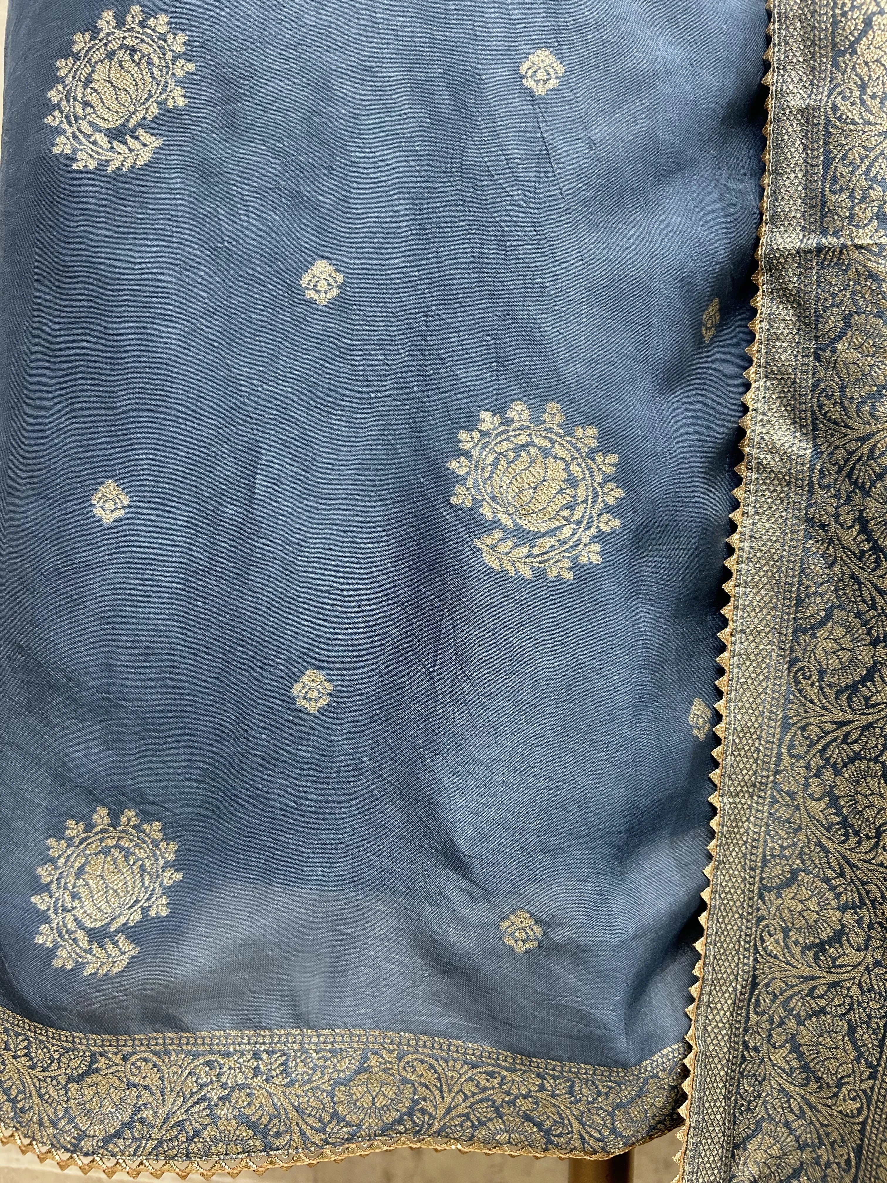 Dola Silk Unstitched Suit Set With Zardosi