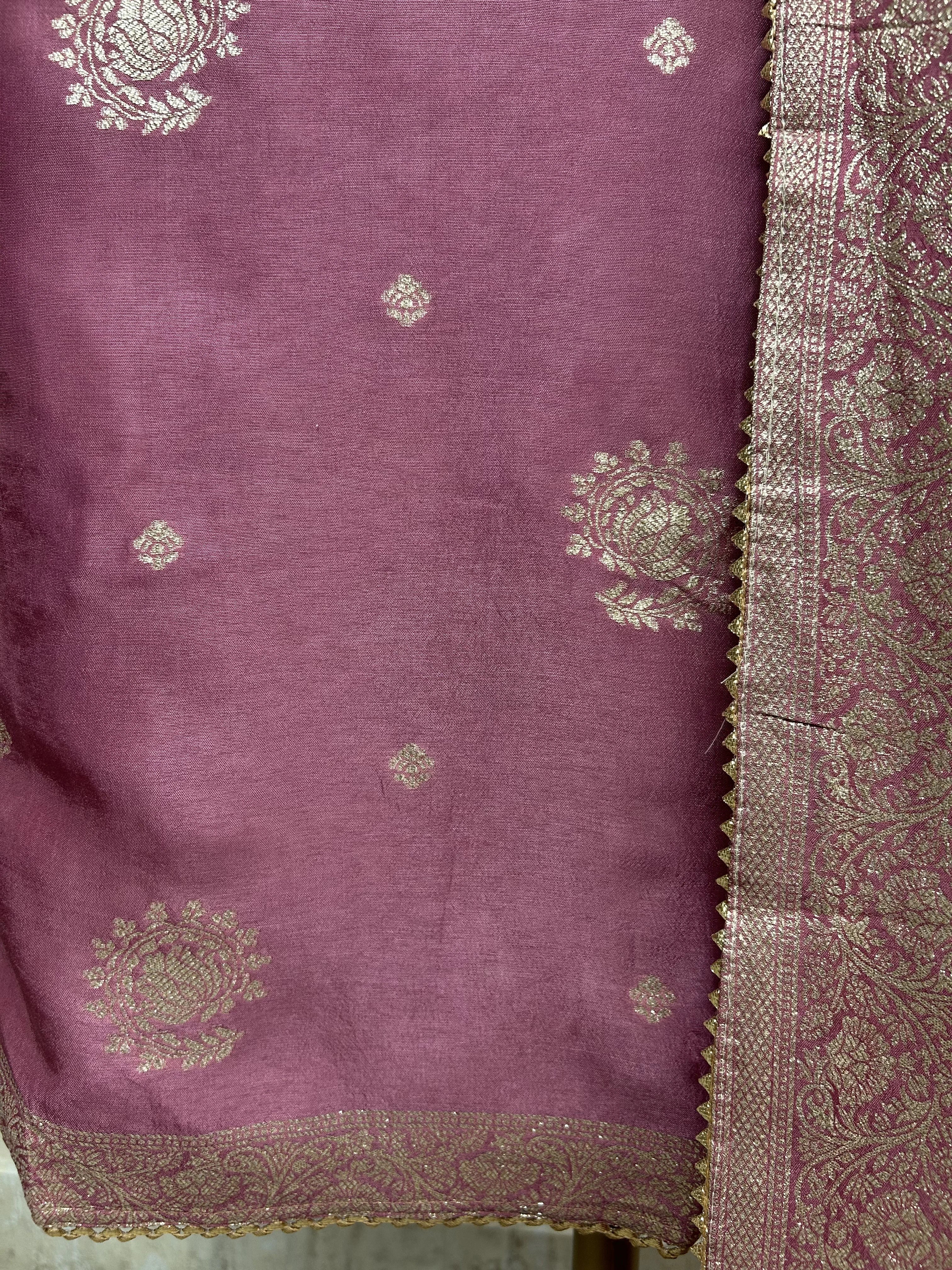 Dola Silk Unstitched Suit Set With Zardosi