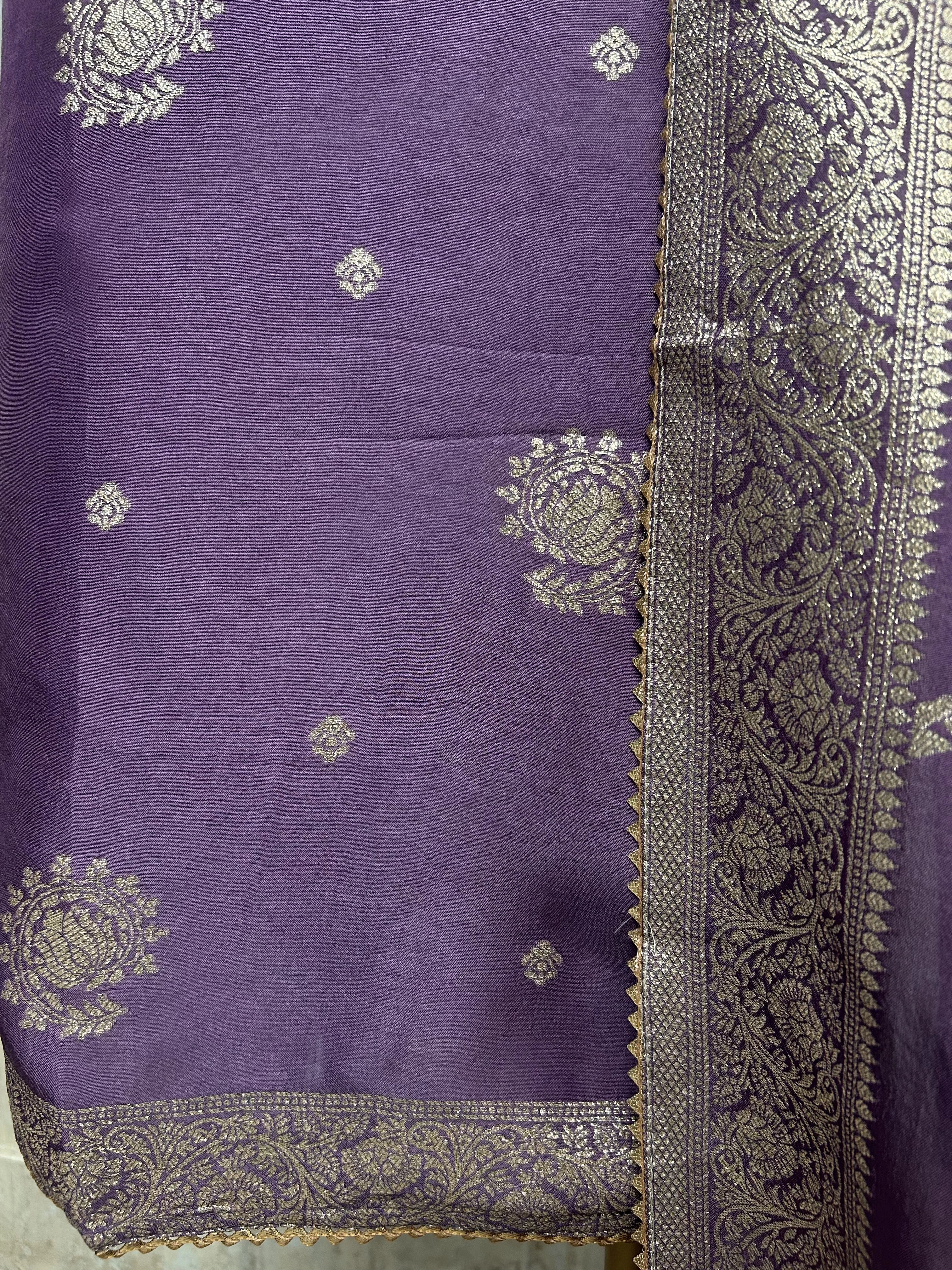 Dola Silk Unstitched Suit Set With Zardosi