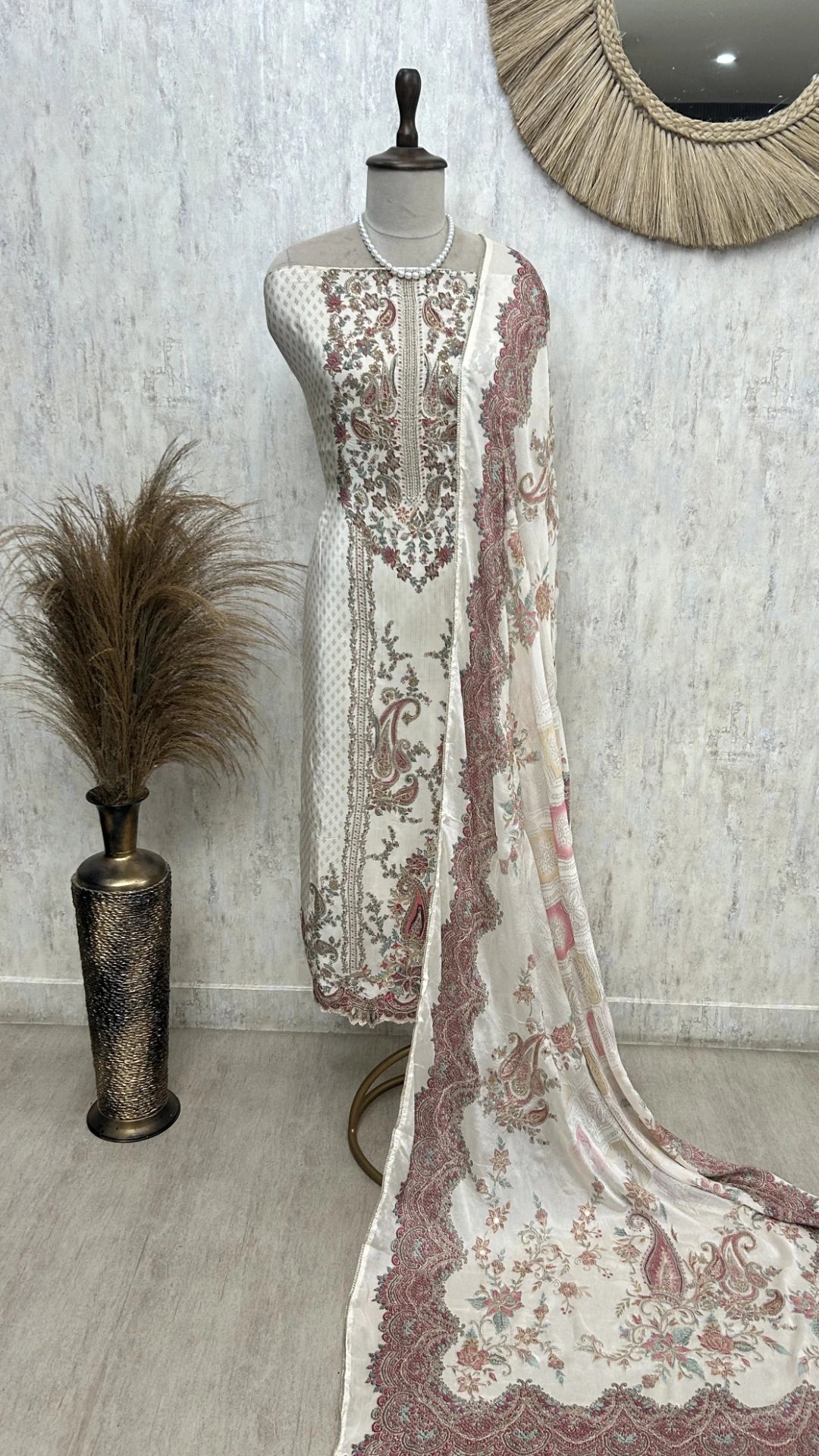 Zari Work Crepe Unstitched Suit Set