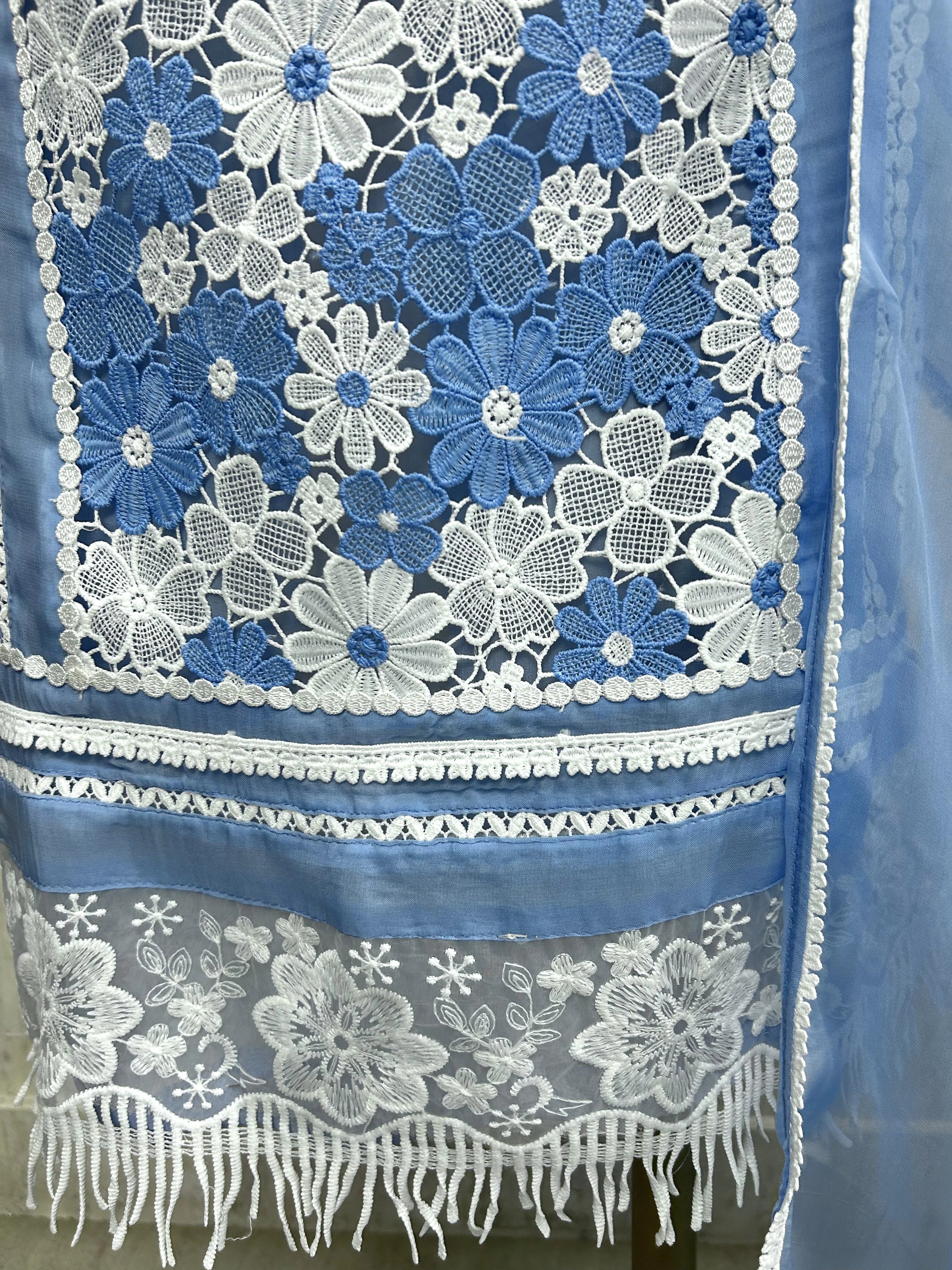 Organza Unstitched Suit Set Featuring Qureshia Lace