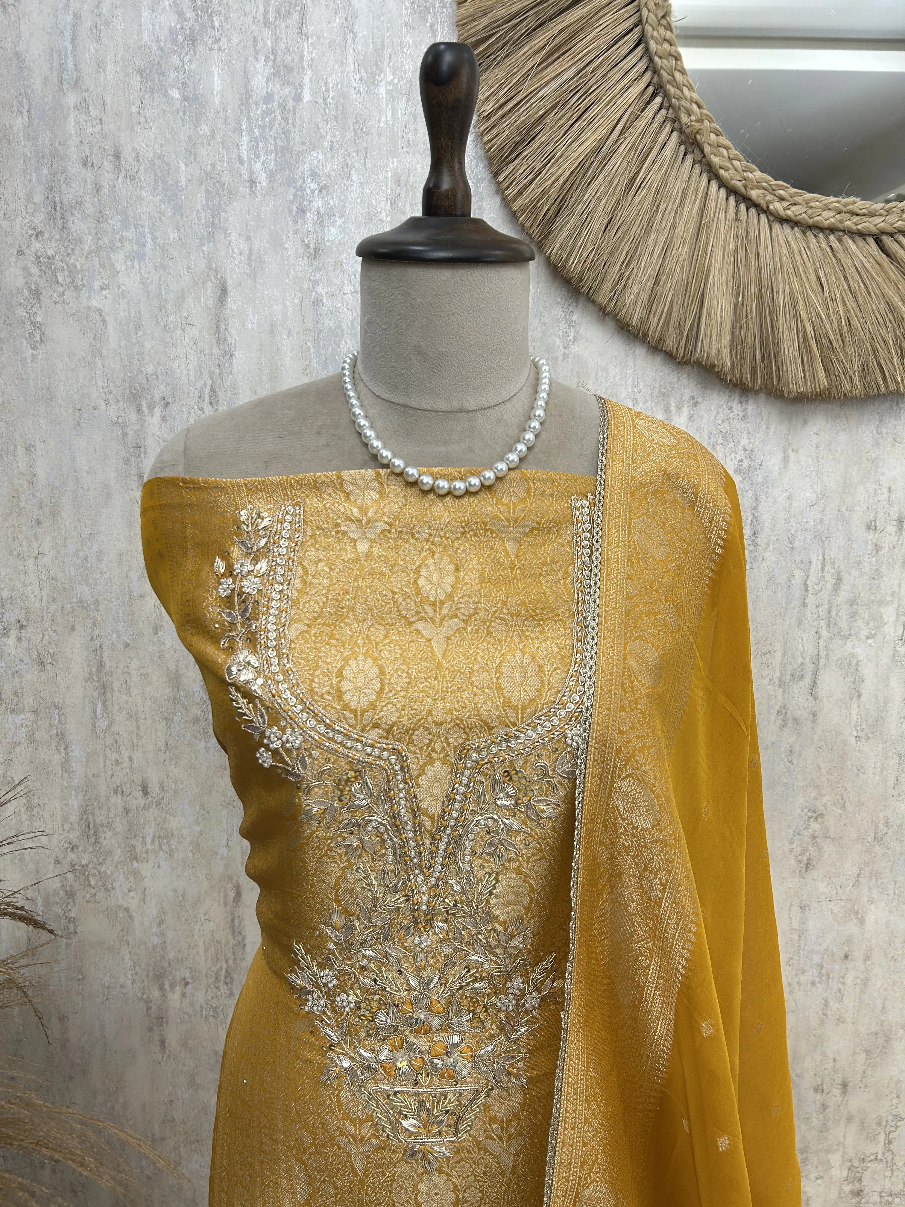 Brocade silk Luxury Unstitched suit