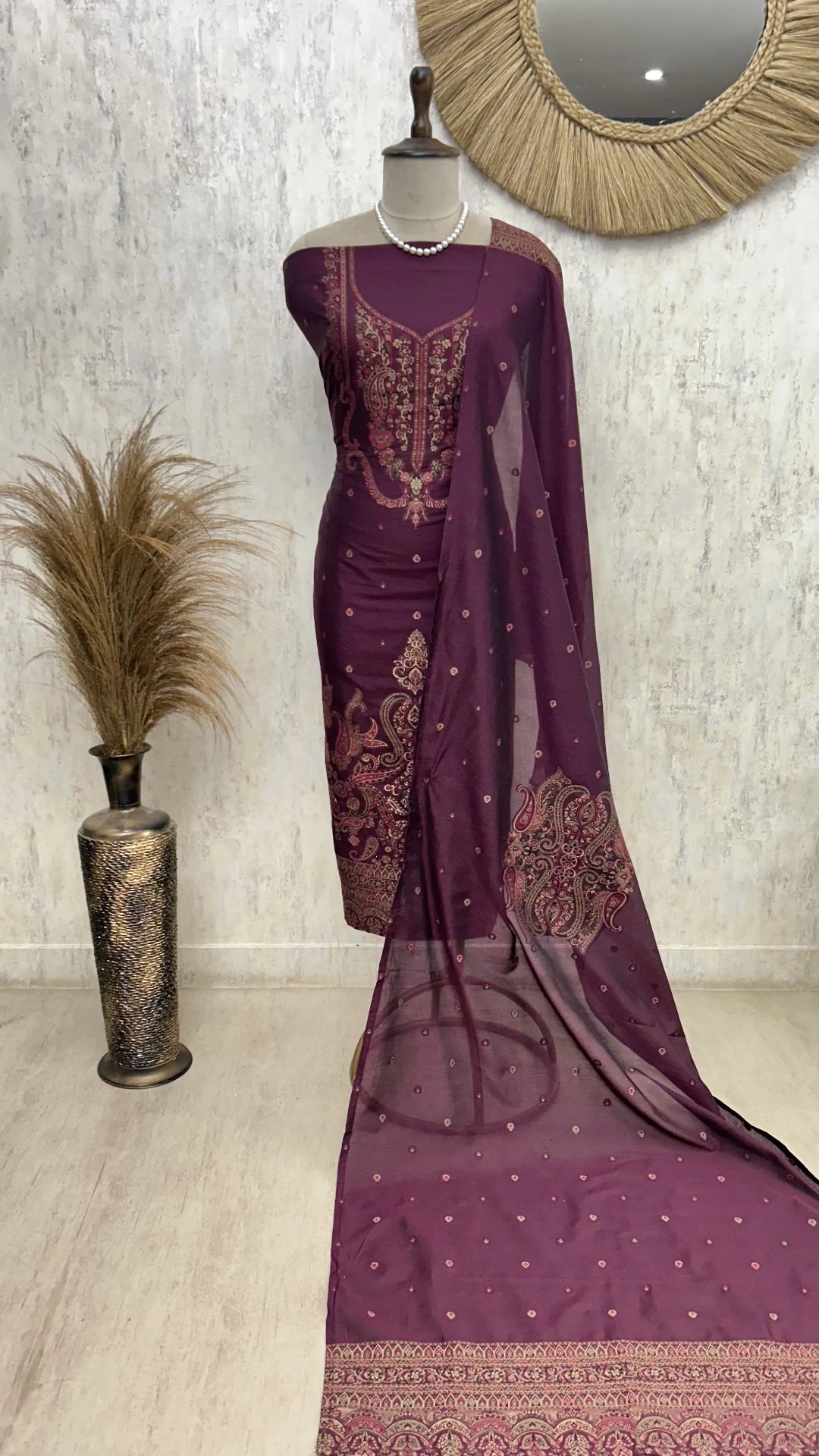 Cotton Silk Unstitched Suit with Jamdani weaving