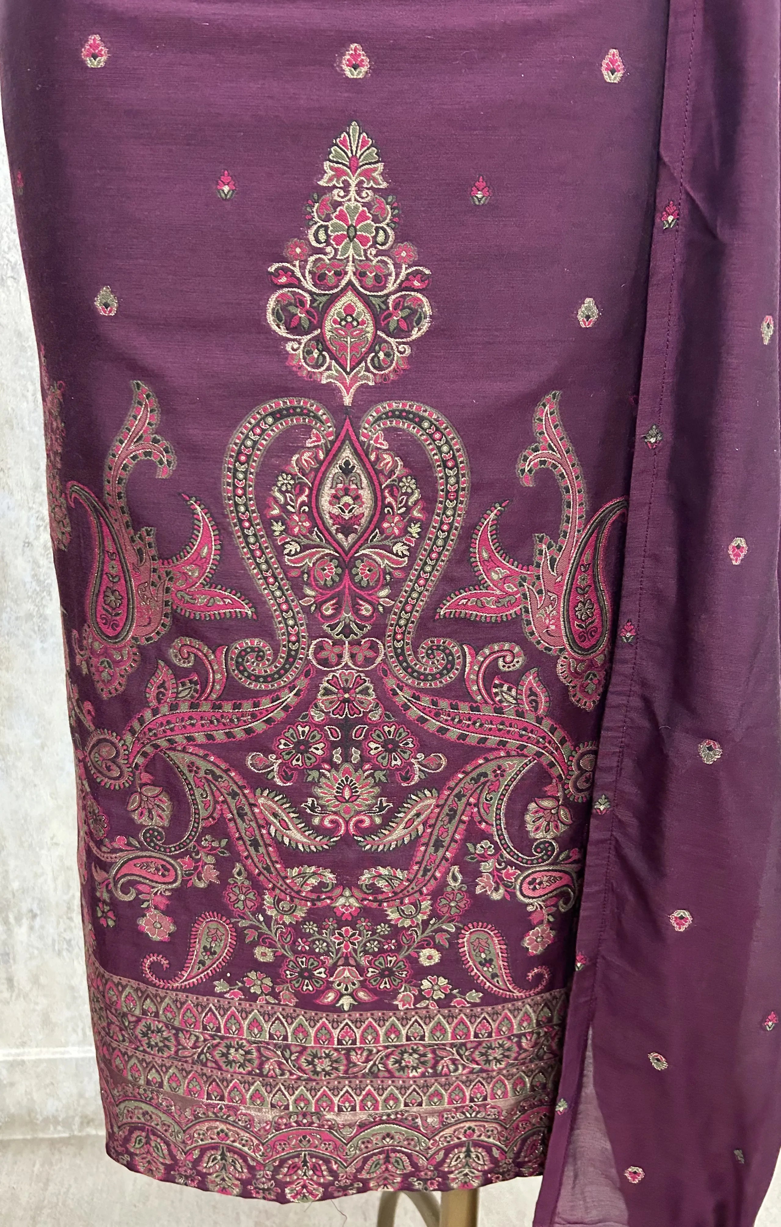 Cotton Silk Unstitched Suit with Jamdani weaving