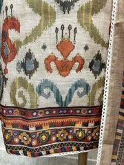 Ikat Print on Linen Cotton Unstitched Suit Set