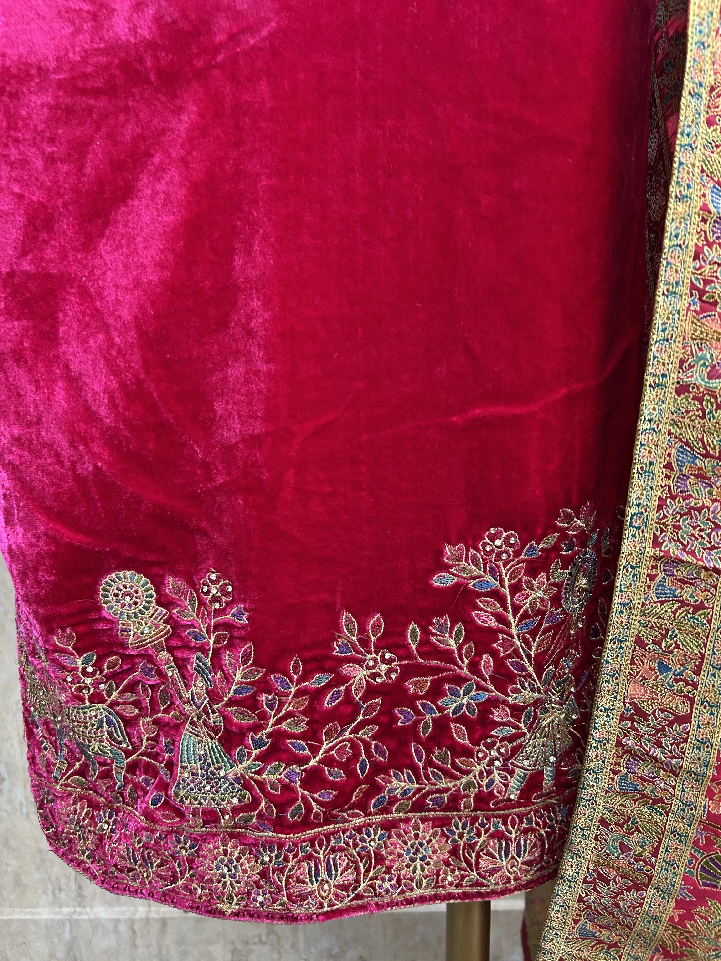 Velvet Unstitched suit with elephant motif