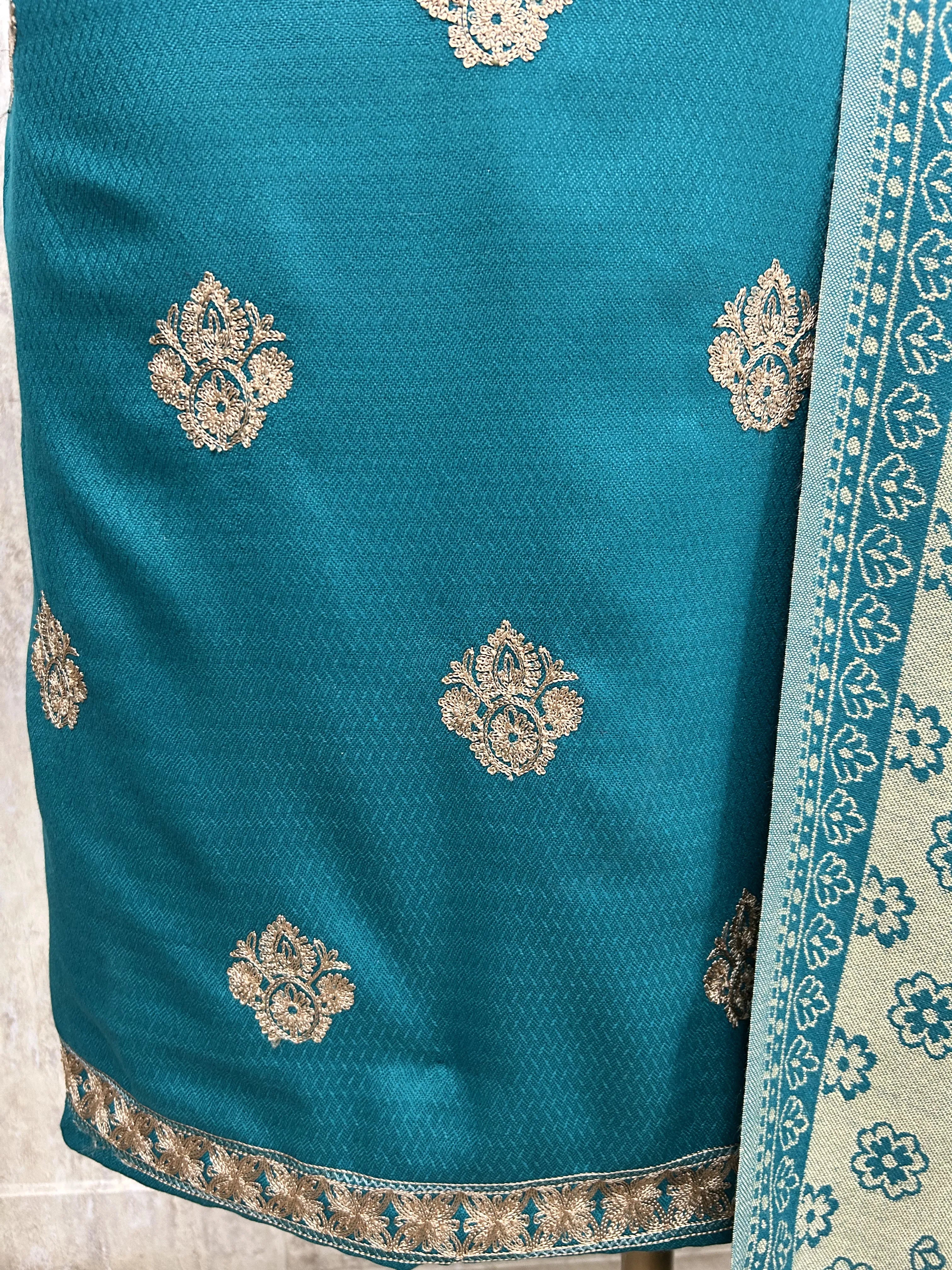 Cashmere wool Unstitched Suit with Aari work