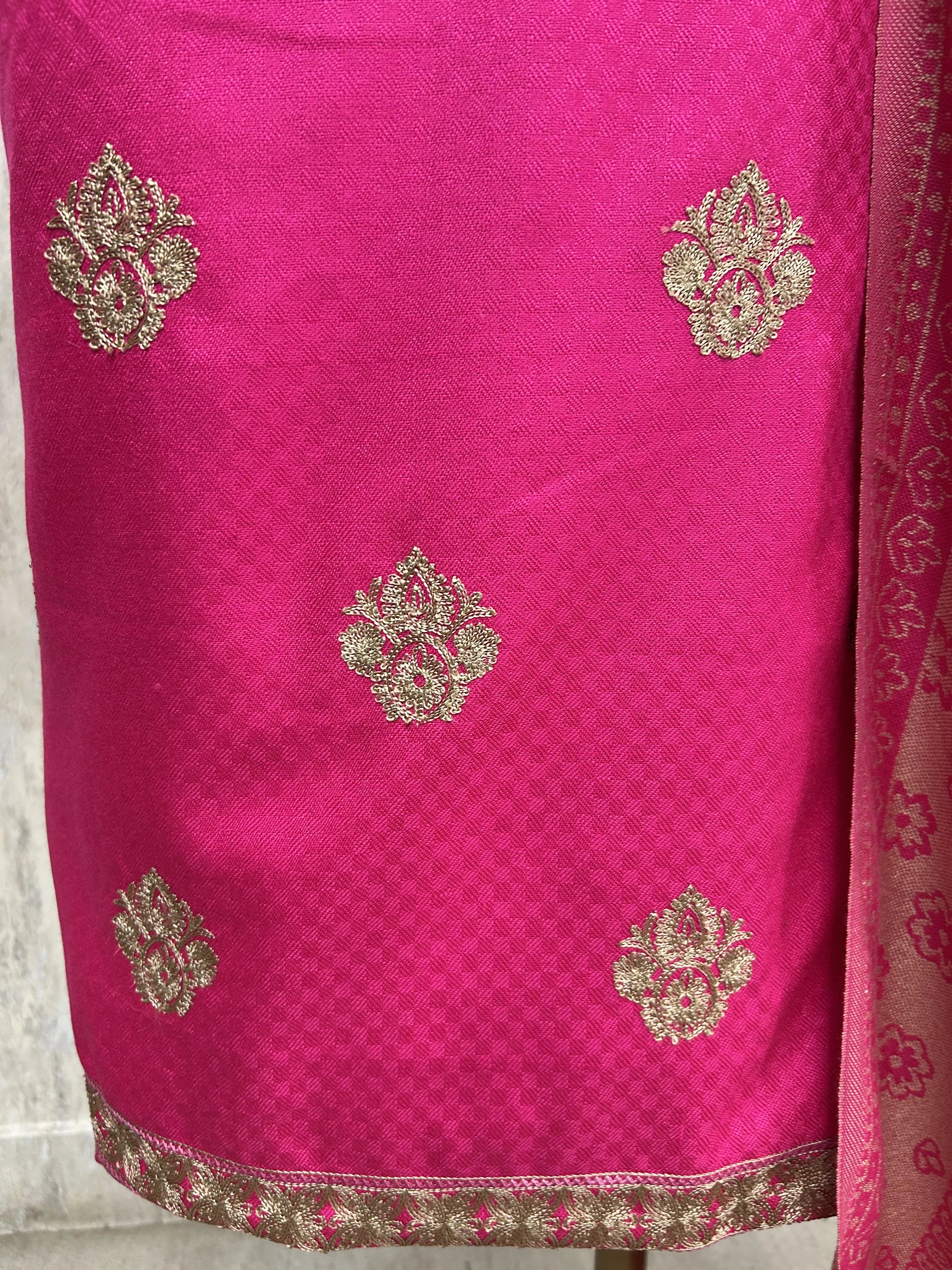 Cashmere wool Unstitched Suit with Aari work