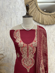 Cashmere wool Unstitched Suit with Aari work