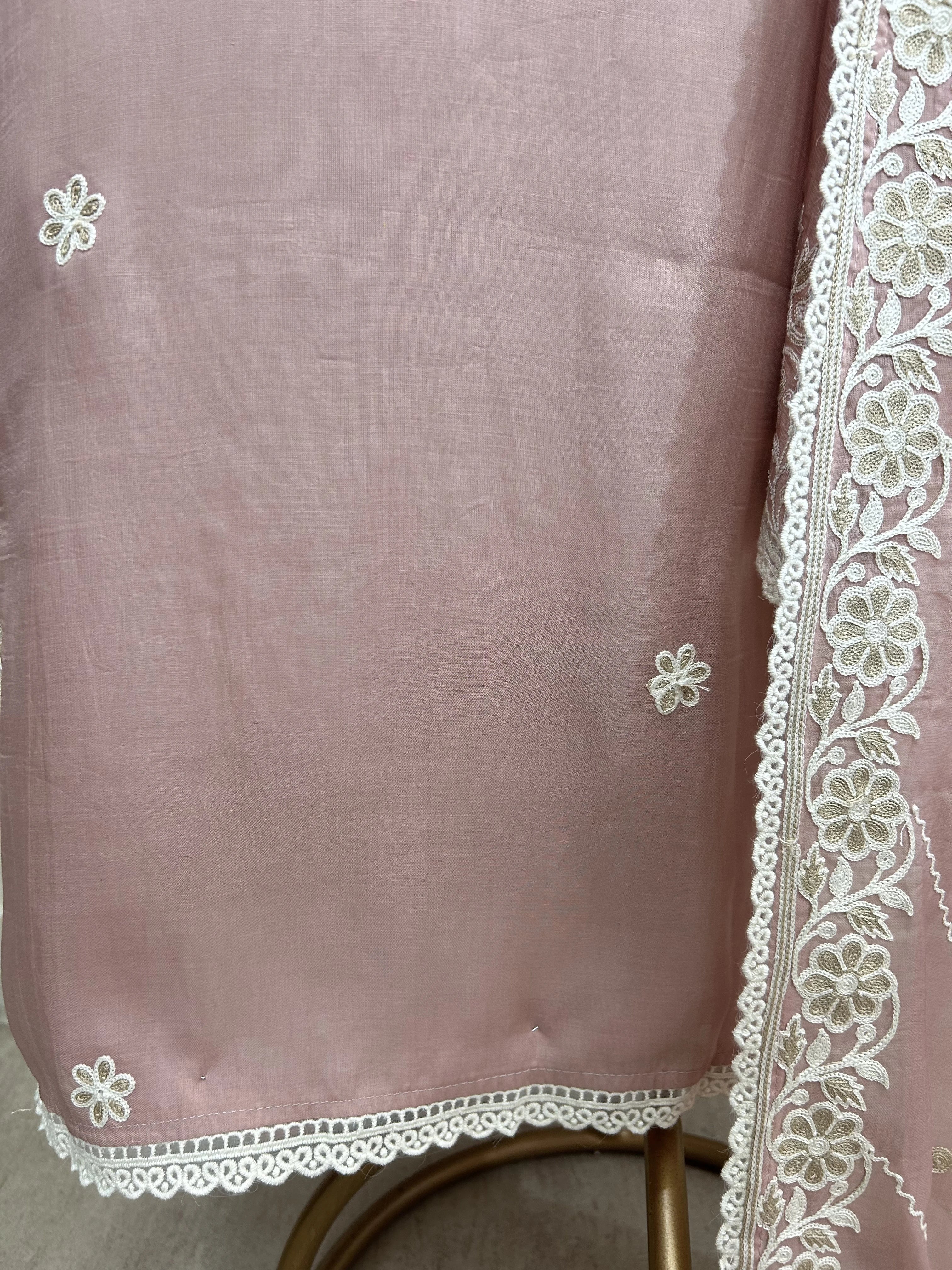 Mul Unstitched Suit Set With Embroidered Neckline
