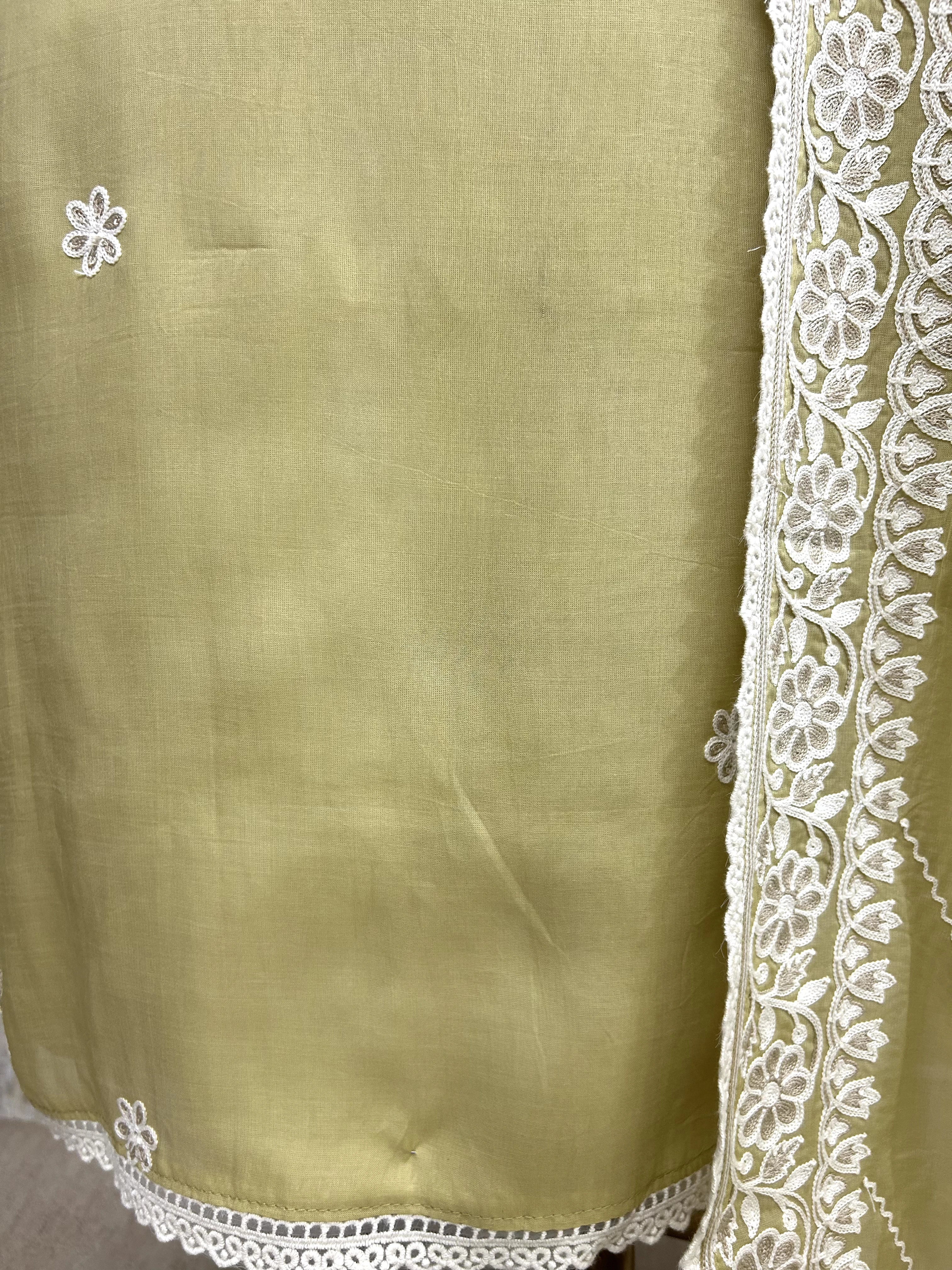 Mul Unstitched Suit Set With Embroidered Neckline