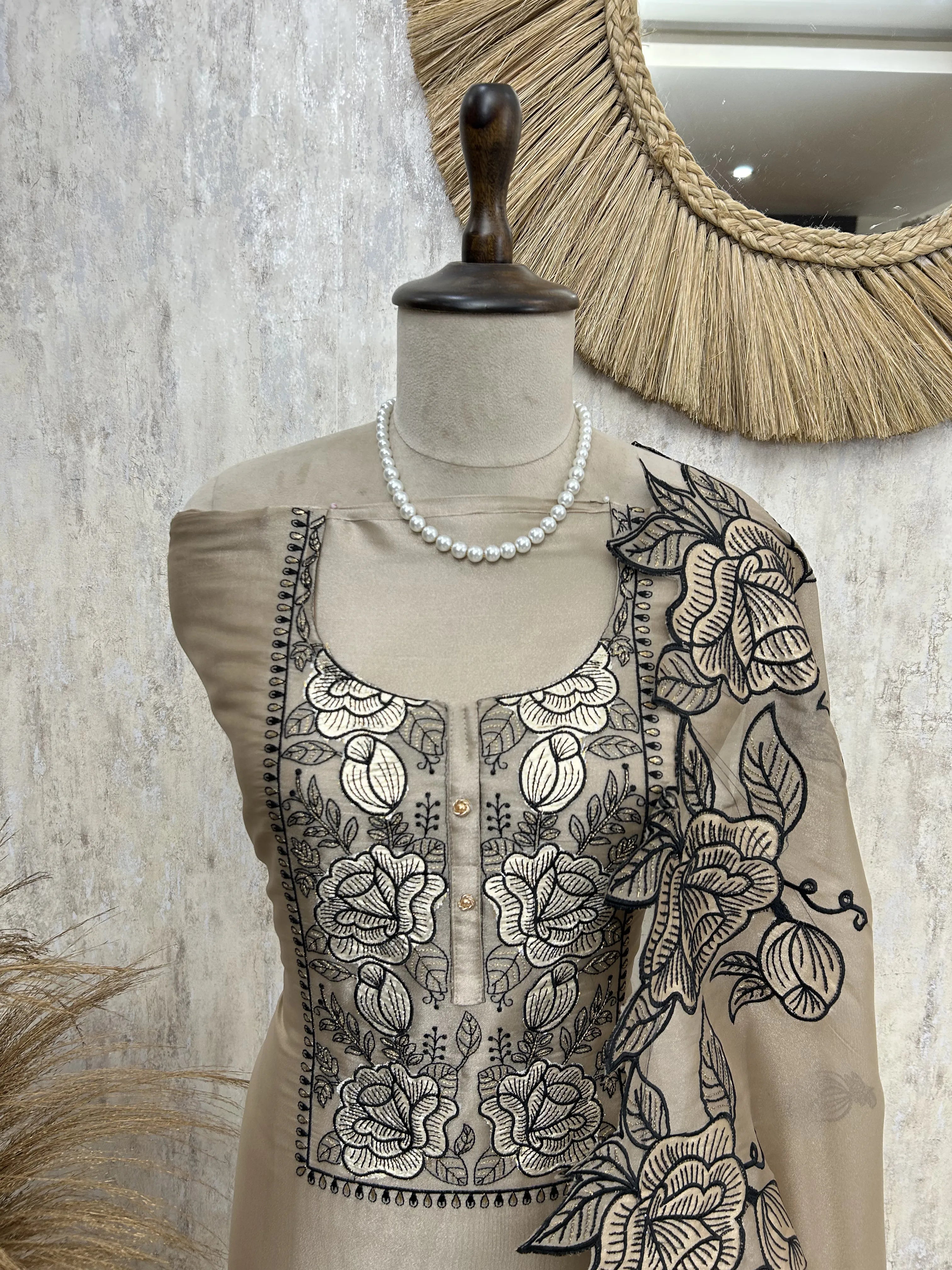 Graceful glass organza unstitched suit