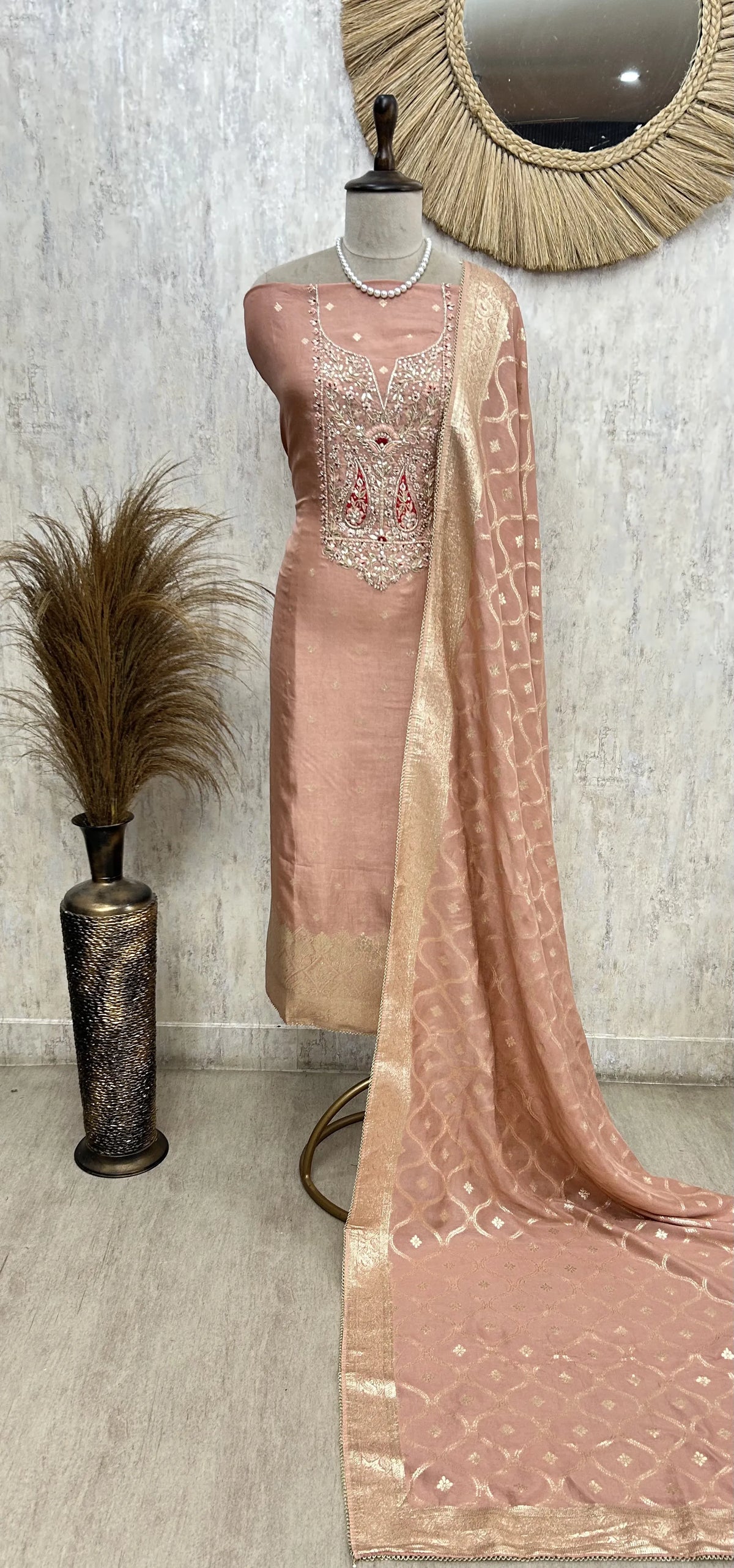 Blush Elegance Unstiched Suit