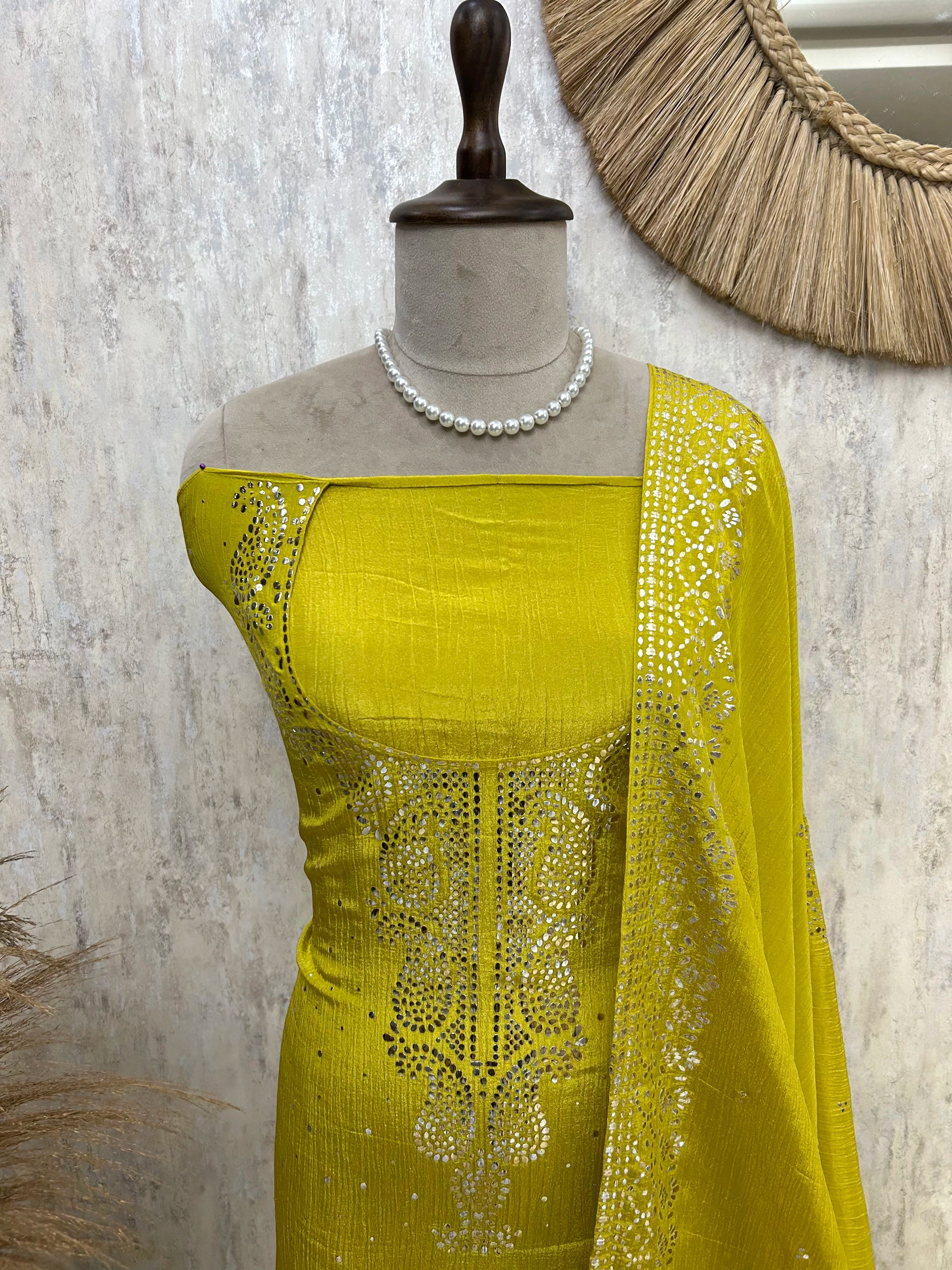 Katdana Work Crush Tissue Unstitched Suit Set