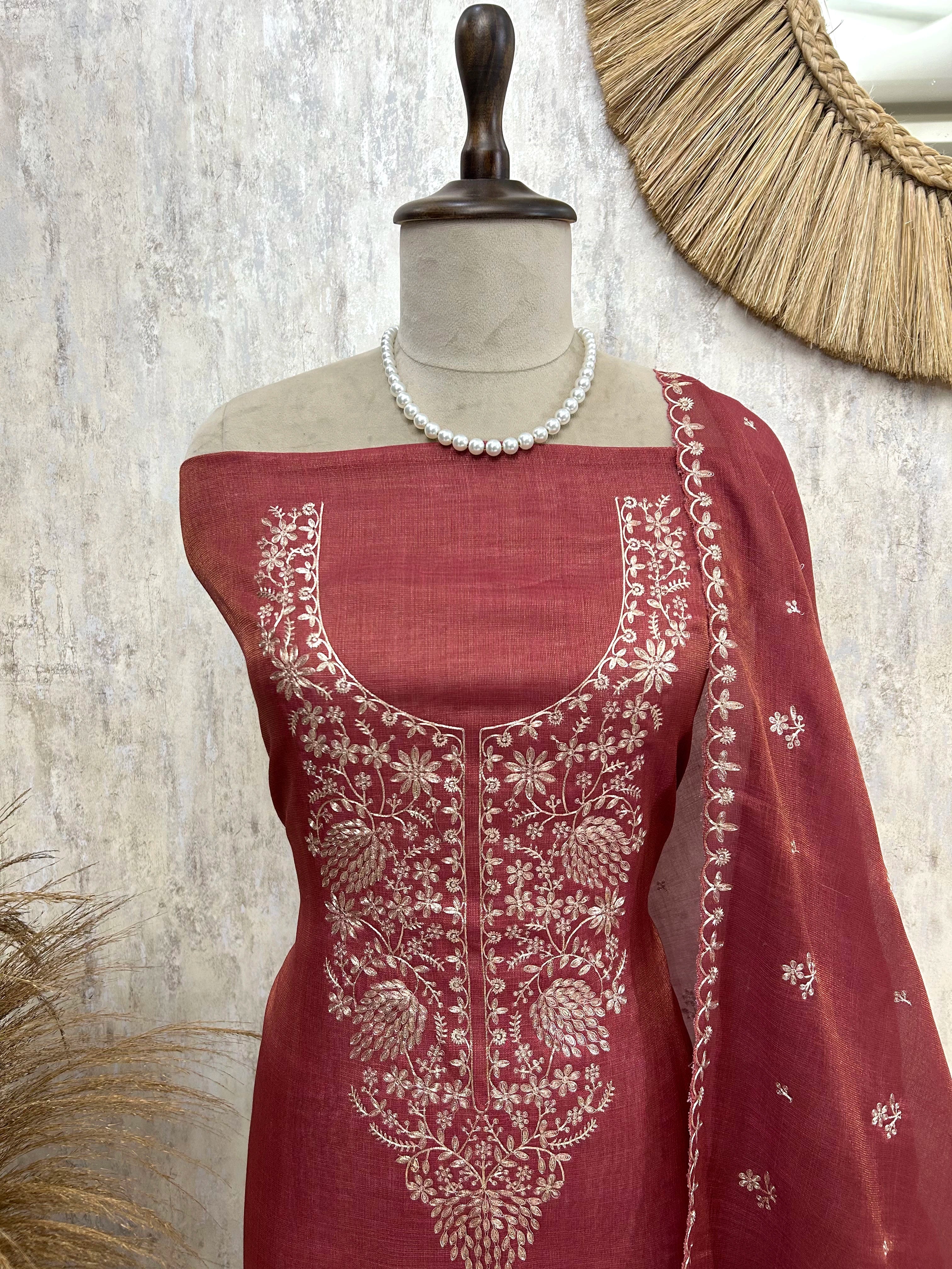 Pitta Work Cosmo Linen Unstitched Suit Set