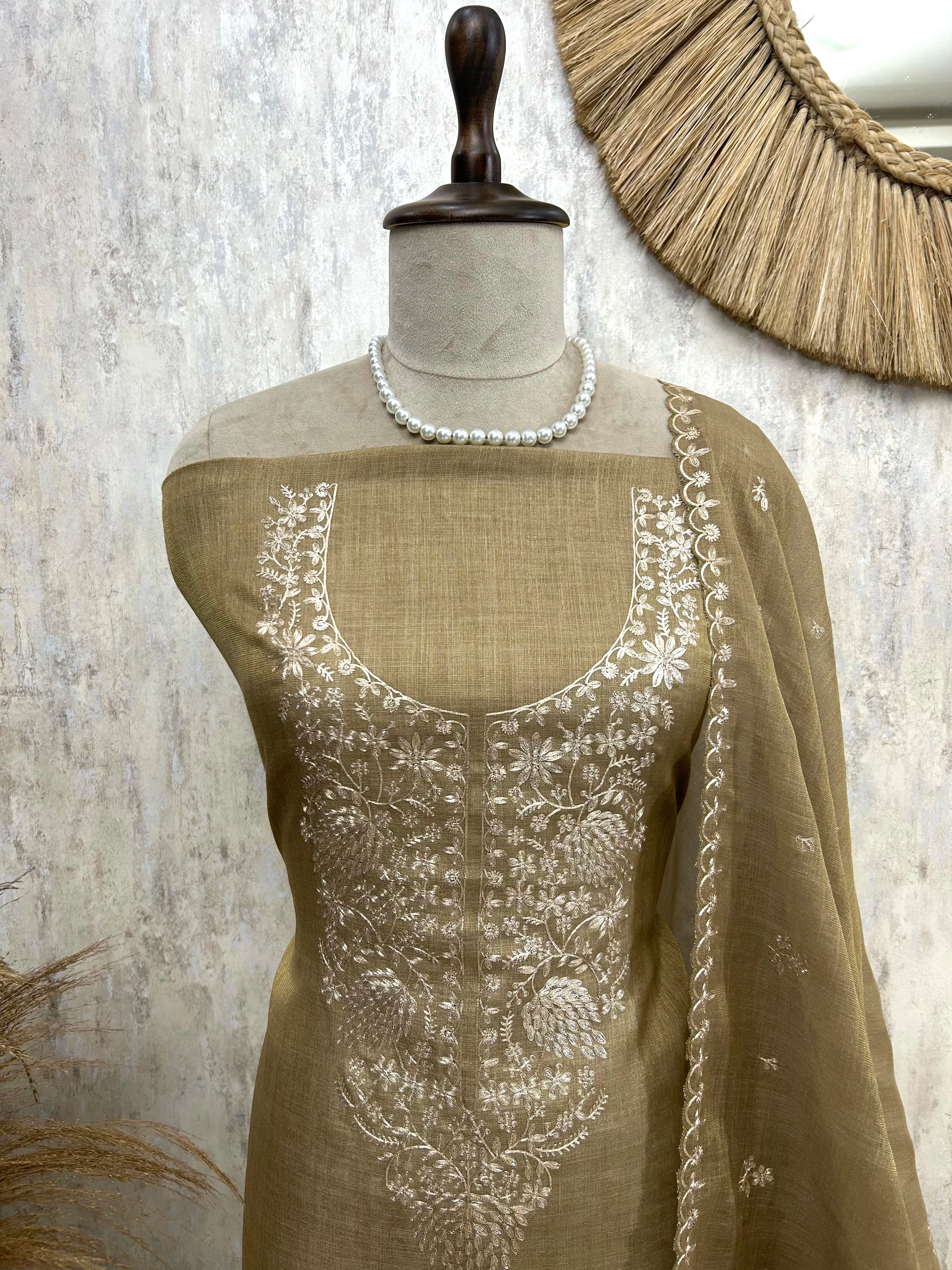 Pitta Work Cosmo Linen Unstitched Suit Set