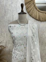 White elegant lucknowi Unstitched suit