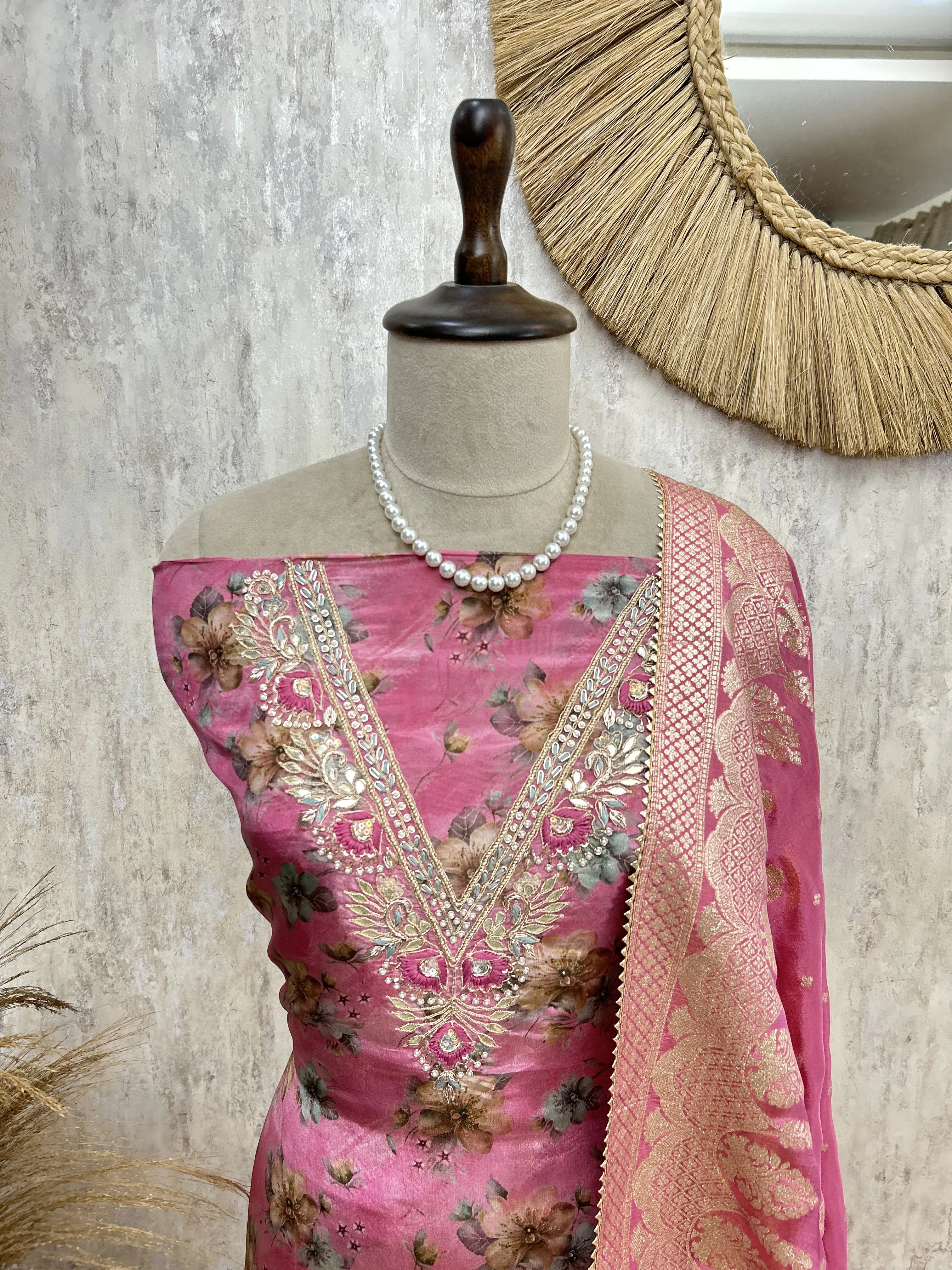 Embroidered Floral Unstiched suit