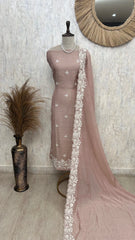Mul Unstitched Suit Set With Thread Embroidered Hemline