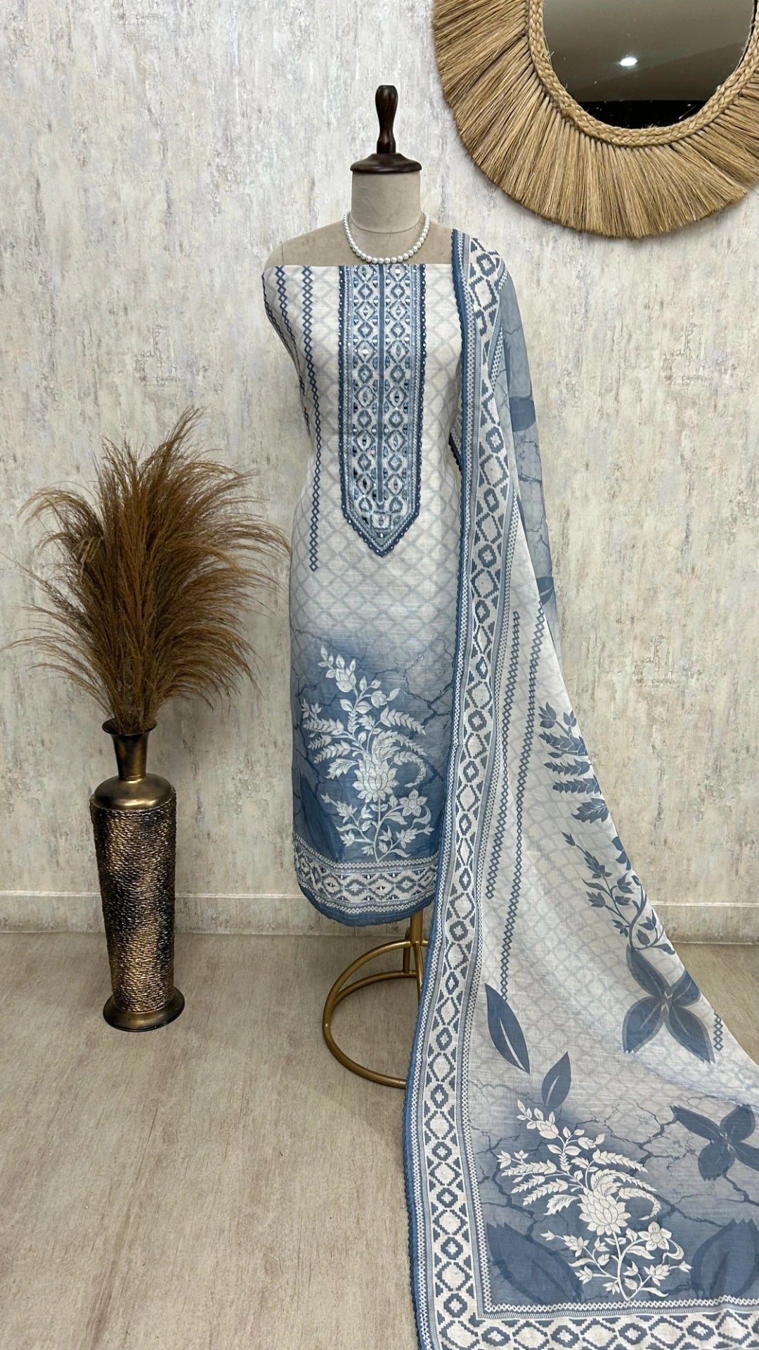Printed Maheshwari Unstitched Suit Set