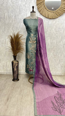 Floral pastoral hand embroidery unstiched suit