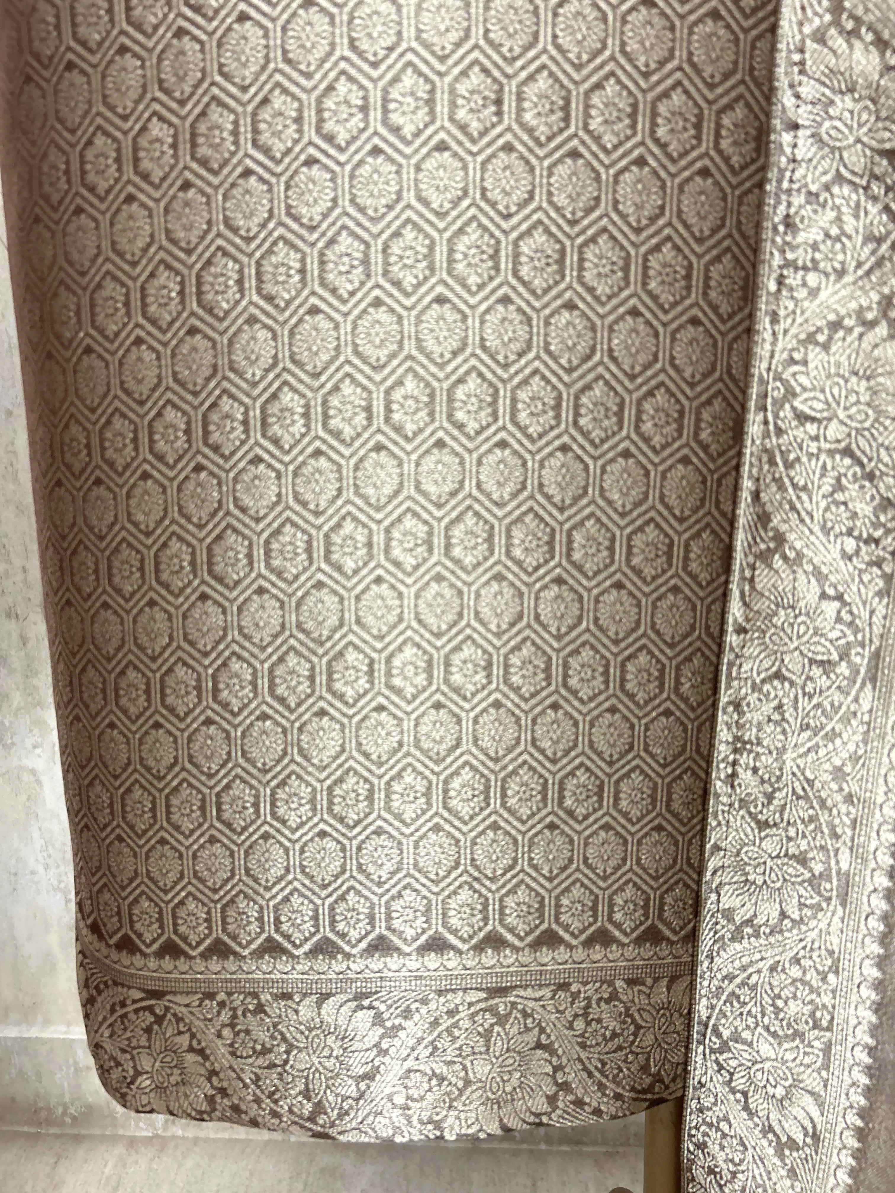 Classic Gold Brocade Unstiched Suit